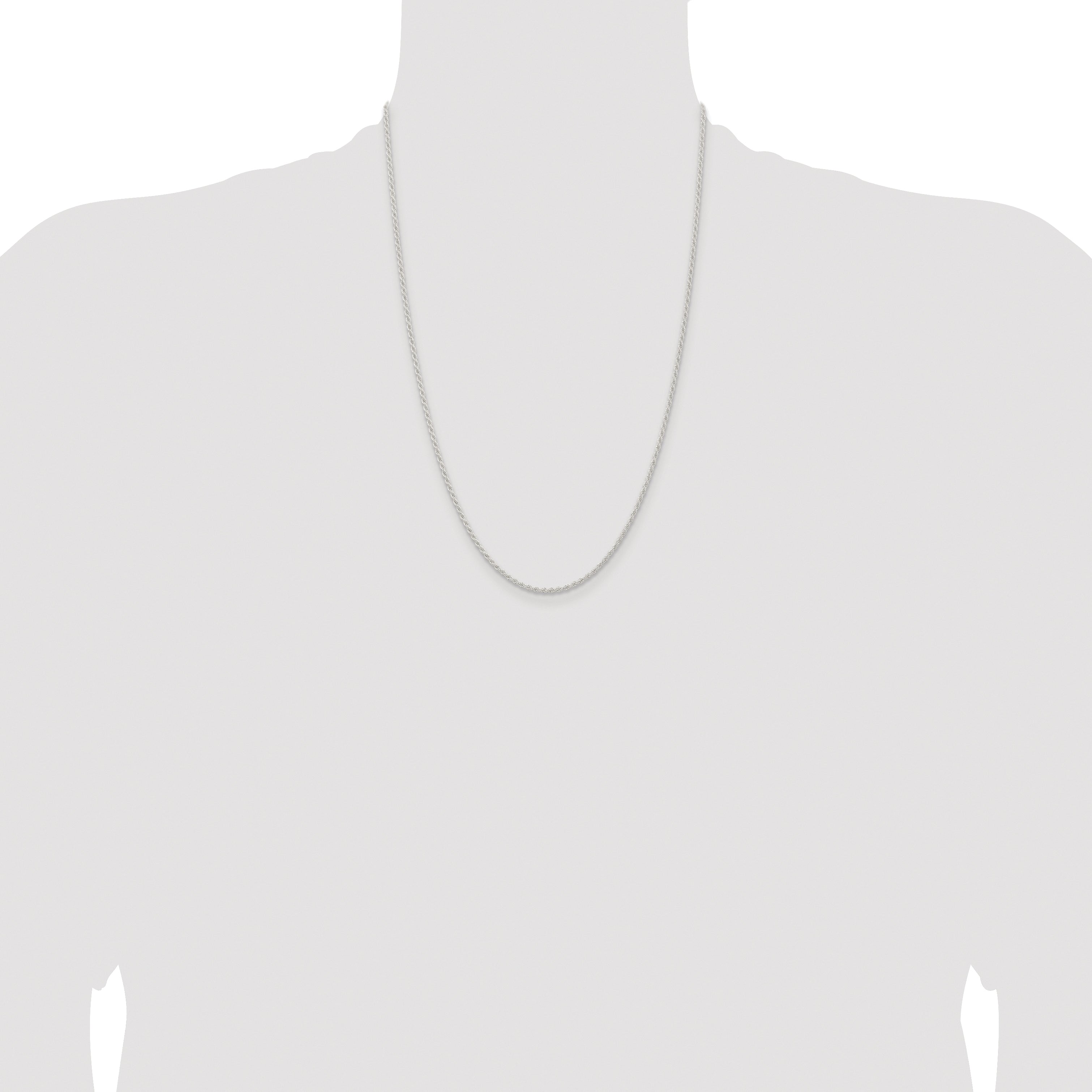 Sterling Silver Rhodium-plated 1.8mm Solid Rope Chain