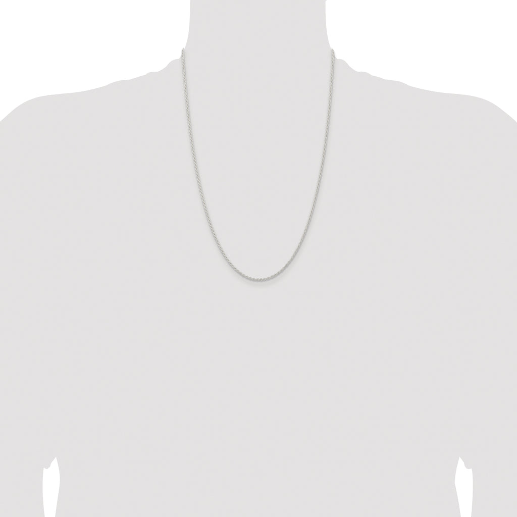 Sterling Silver Rhodium-plated 1.8mm Solid Rope Chain
