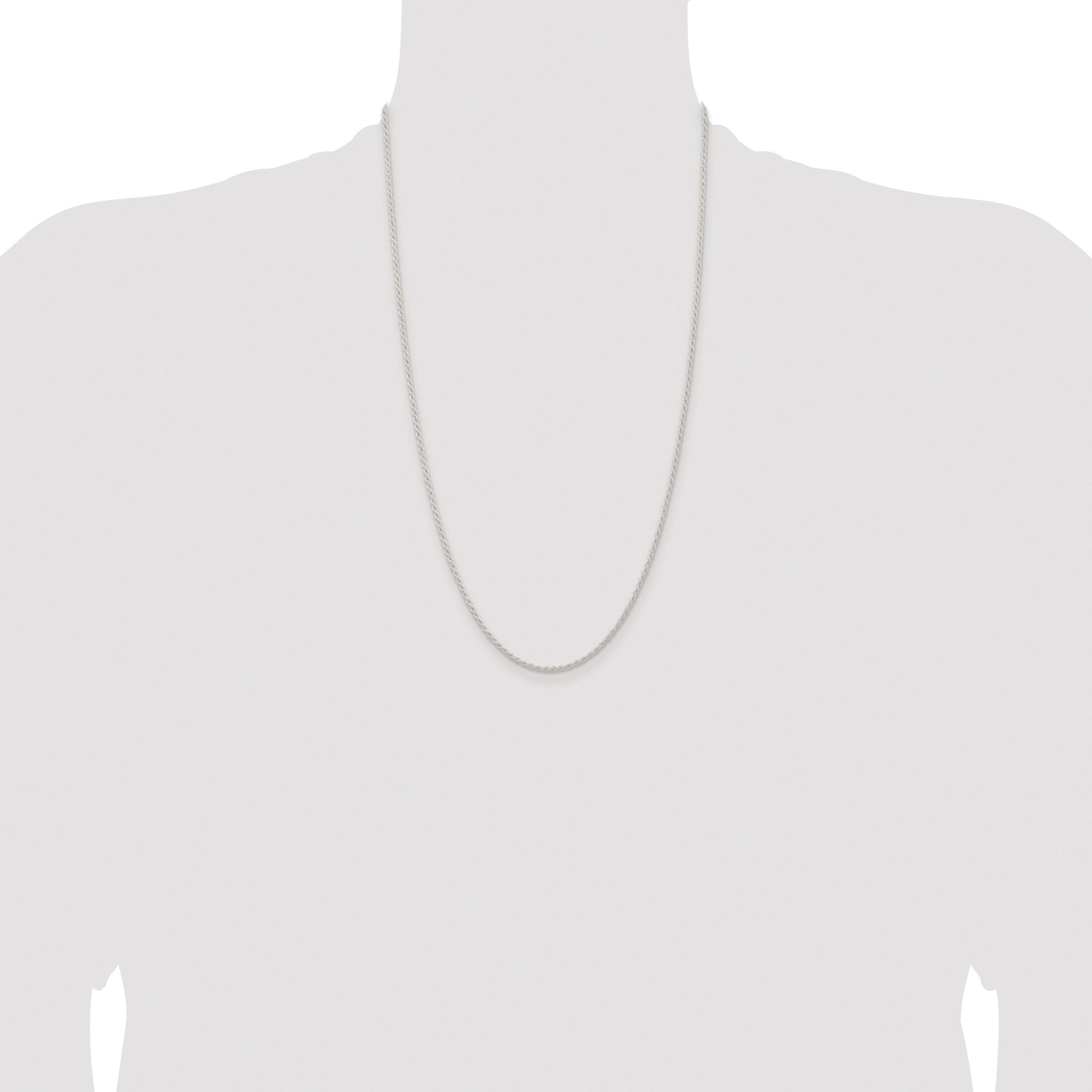 Sterling Silver Rhodium-plated 1.8mm Solid Rope Chain