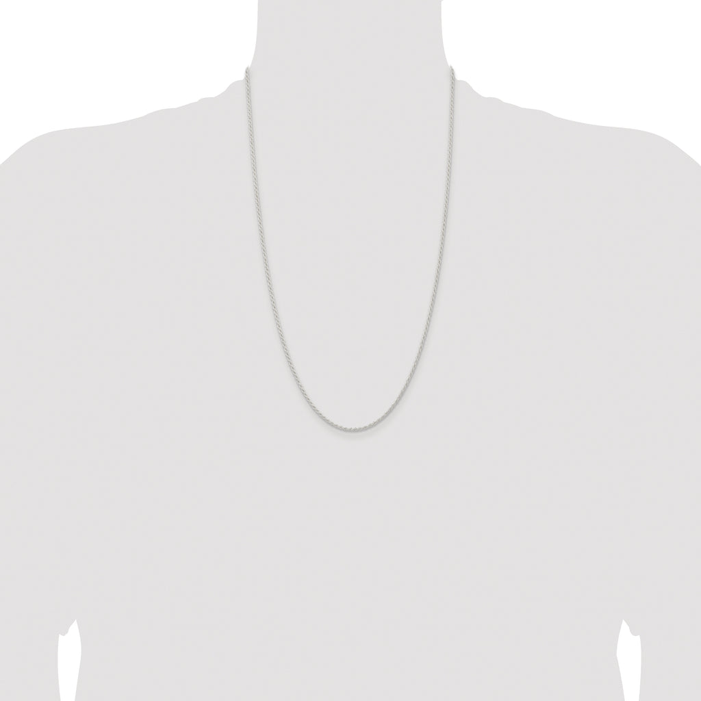 Sterling Silver Rhodium-plated 1.8mm Solid Rope Chain