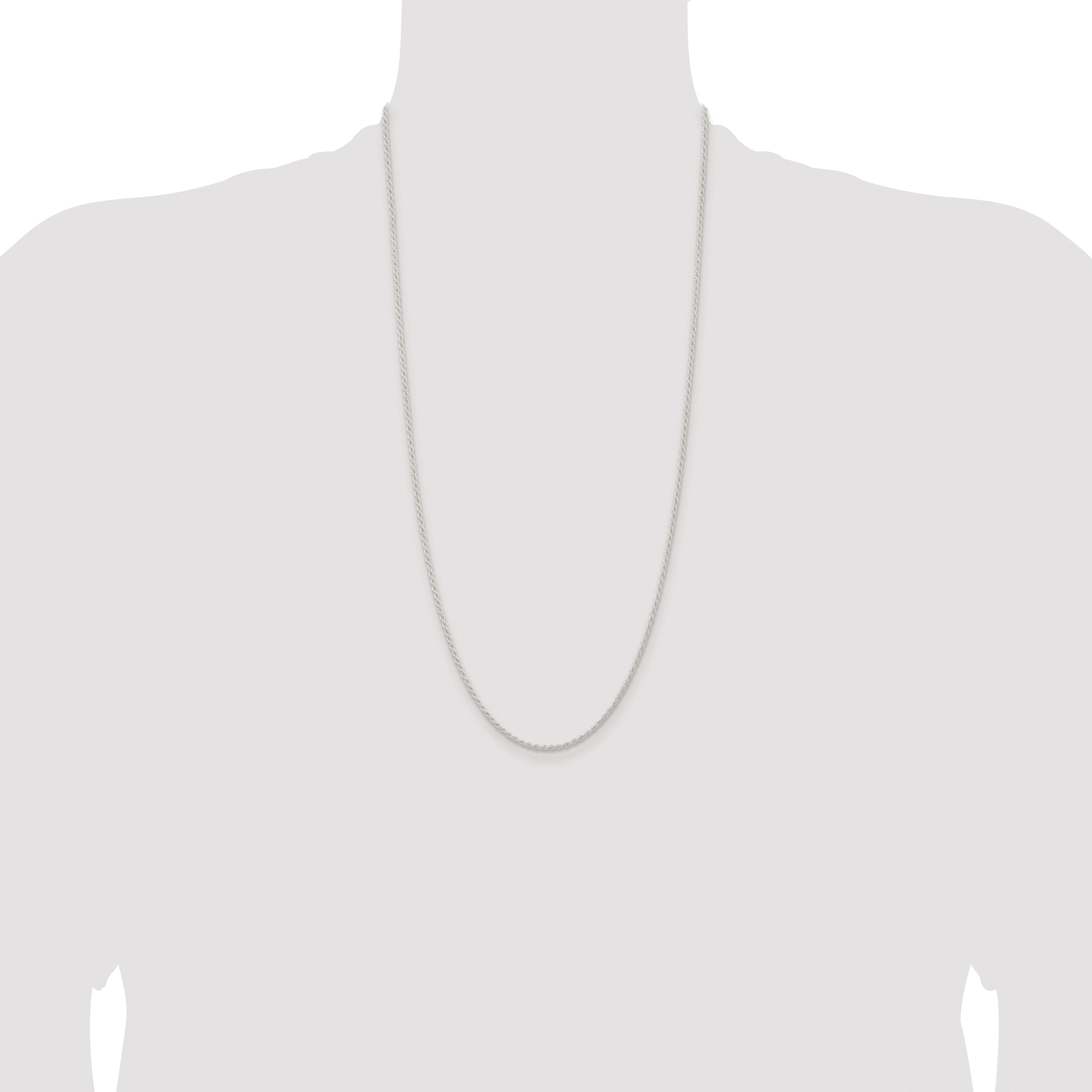 Sterling Silver Rhodium-plated 1.8mm Solid Rope Chain