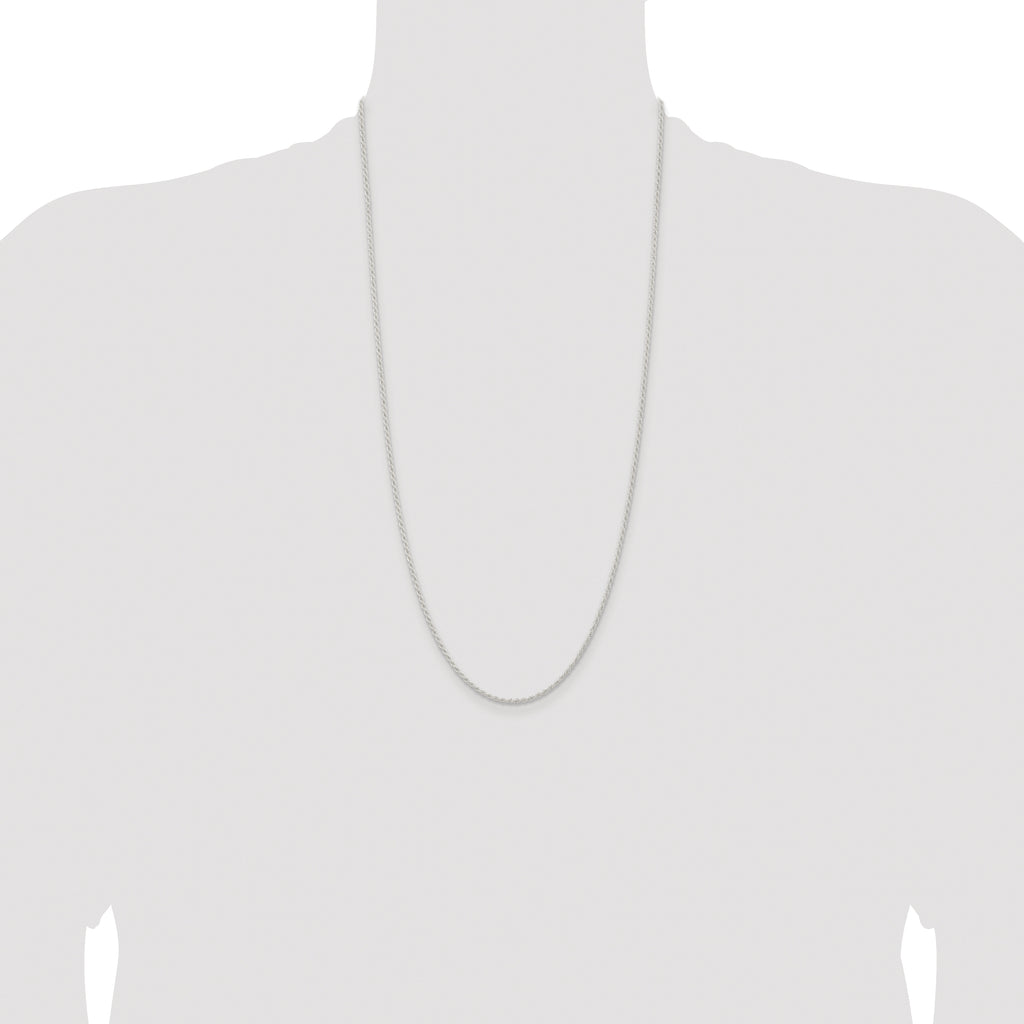 Sterling Silver Rhodium-plated 1.8mm Solid Rope Chain