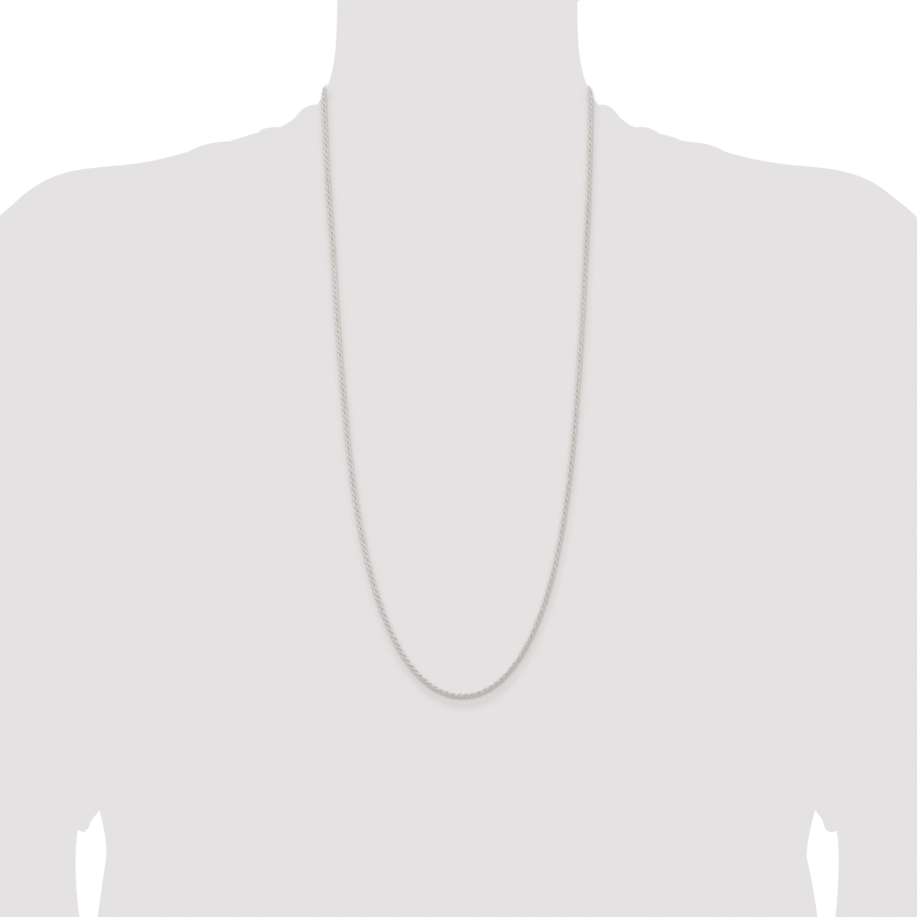 Sterling Silver Rhodium-plated 1.8mm Solid Rope Chain