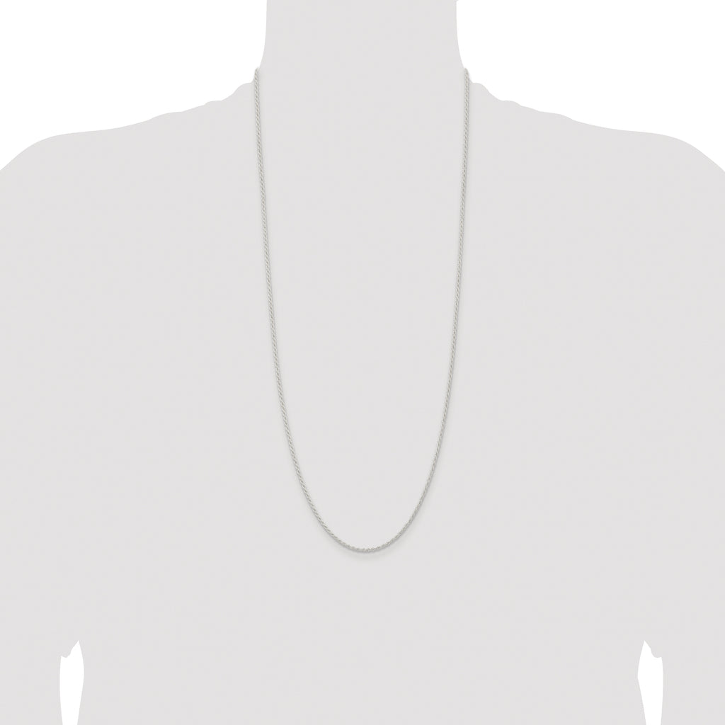 Sterling Silver Rhodium-plated 1.8mm Solid Rope Chain