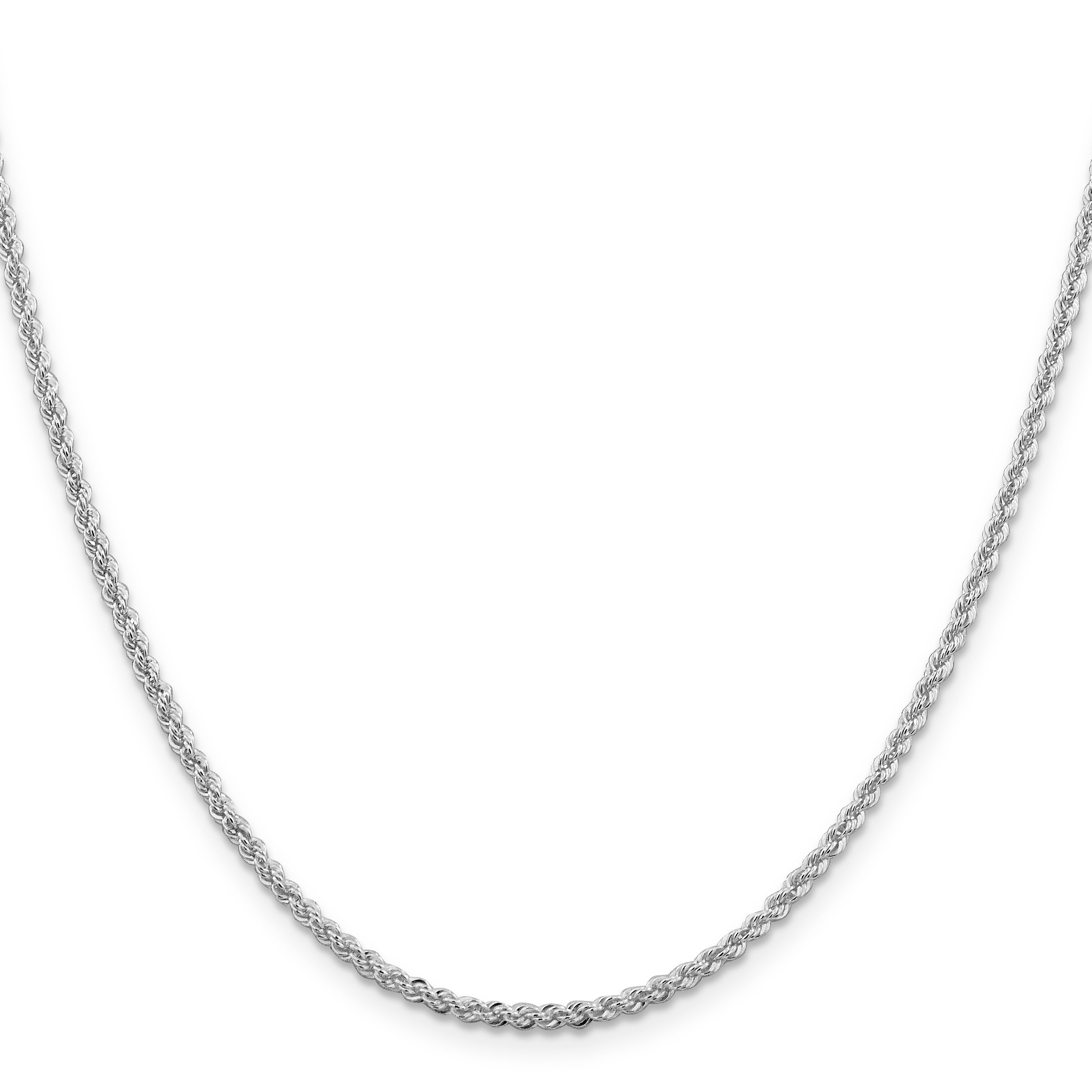 Sterling Silver Rhodium-Plated Rope Chain Necklace 2.3mm