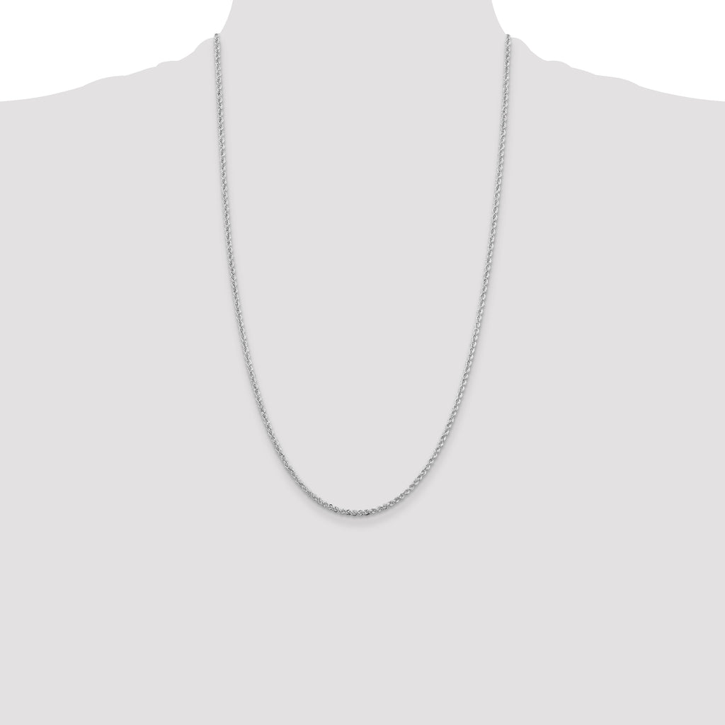 Sterling Silver Rhodium-plated 2.3mm Solid Rope Chain