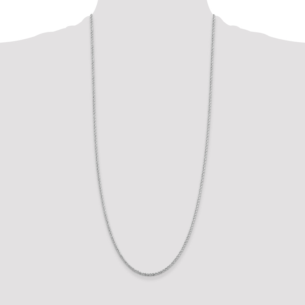 Sterling Silver Rhodium-plated 2.3mm Solid Rope Chain