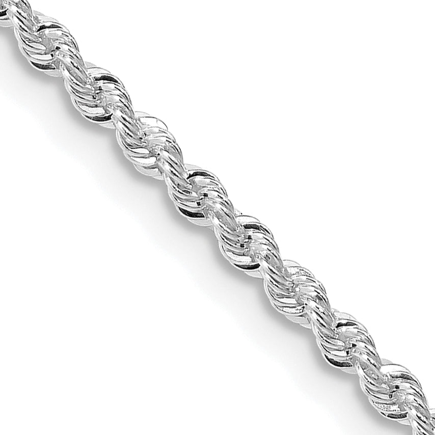 Sterling Silver Rhodium-Plated Rope Chain Necklace 2.3mm