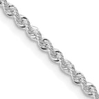 Sterling Silver Rhodium-Plated Rope Chain Necklace 2.3mm