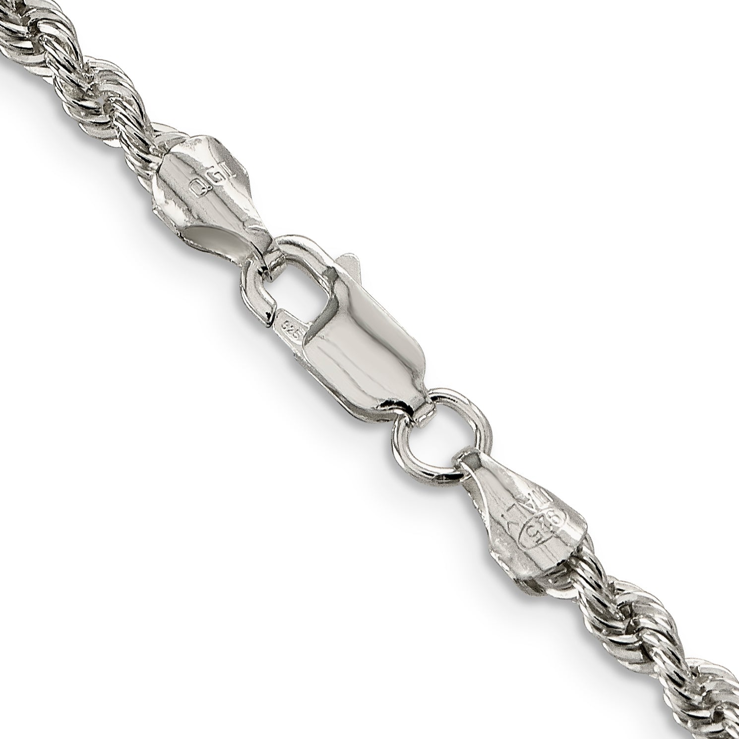 Sterling Silver Rope Chain Necklace 3mm