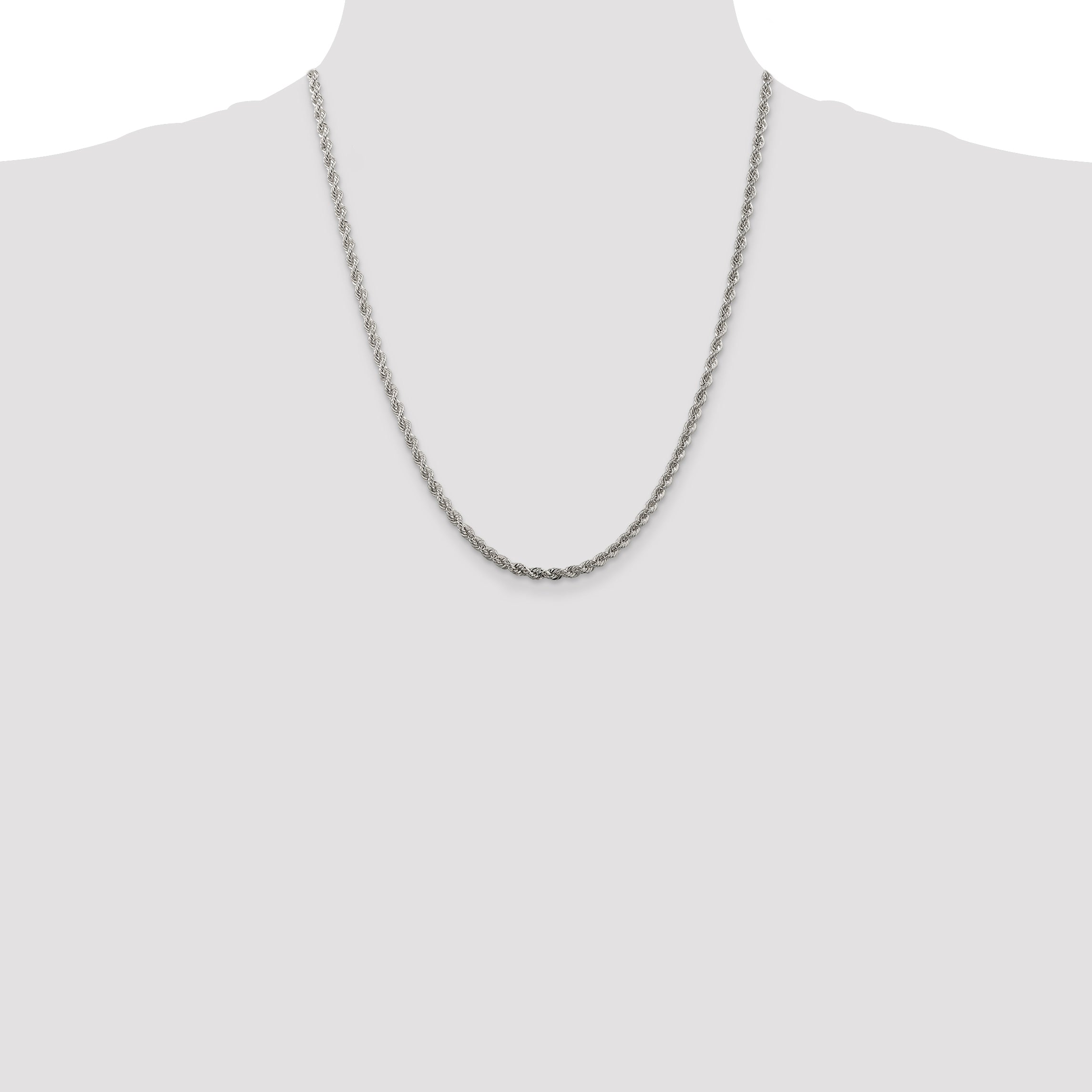 Sterling Silver Rope Chain Necklace 3mm