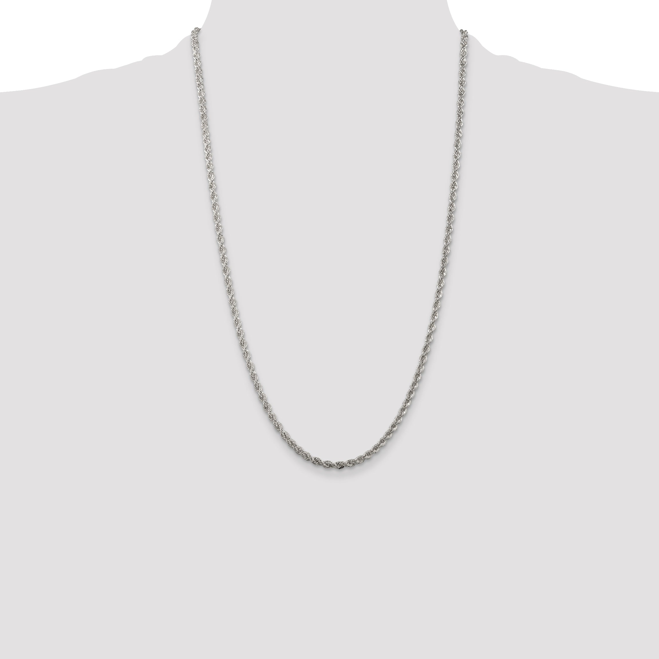Sterling Silver 3mm Solid Rope Chain