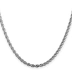 Sterling Silver Rhodium-Plated Rope Chain Necklace 3mm