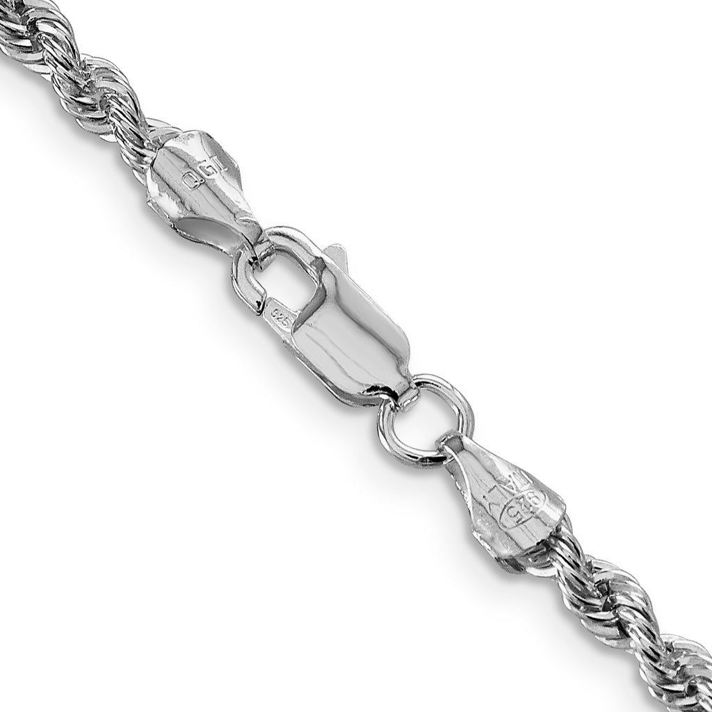 Sterling Silver Rhodium-Plated Rope Chain Necklace 3mm