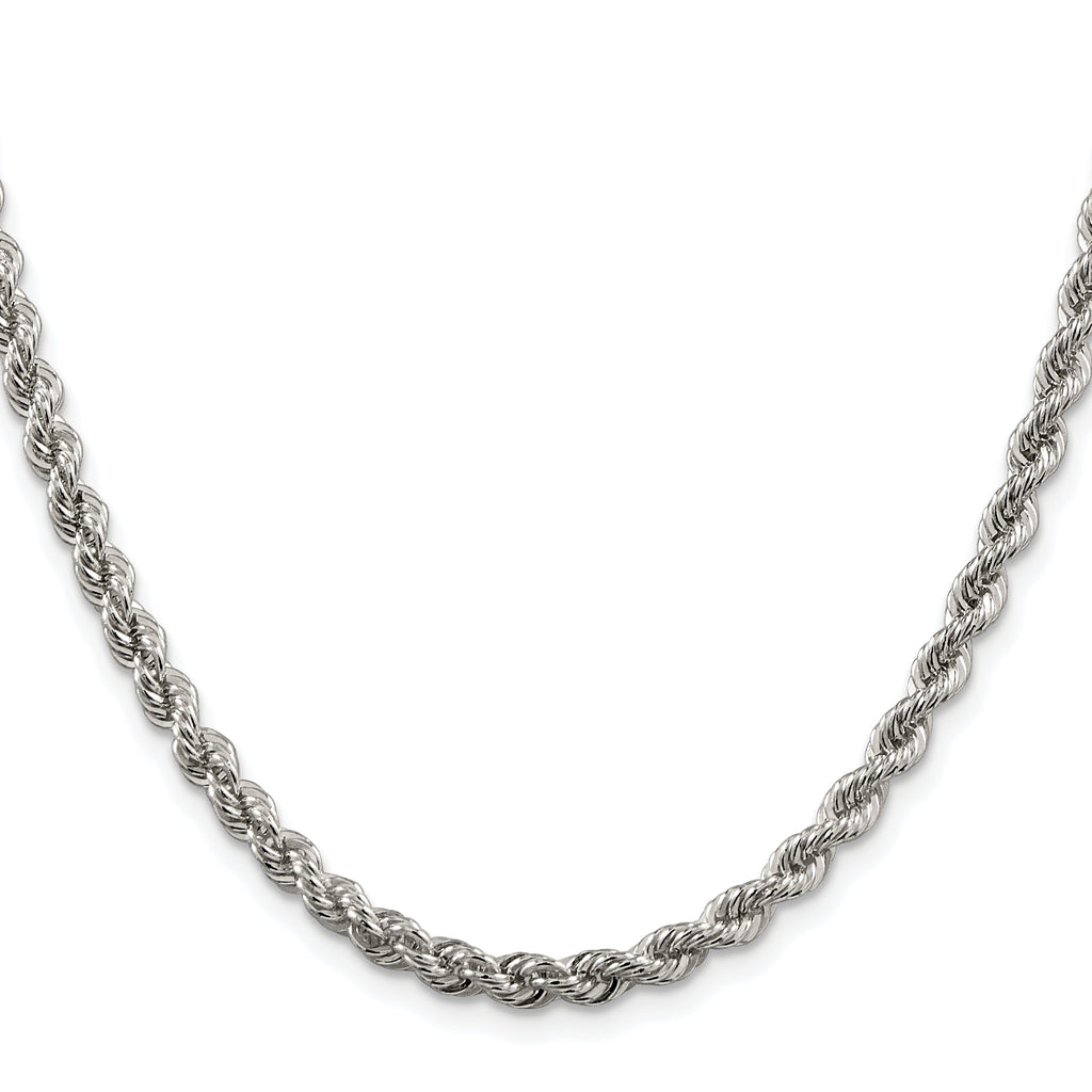 Sterling Silver Rhodium-Plated Rope Chain Necklace 4.3mm