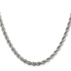 Sterling Silver Rhodium-Plated Rope Chain Necklace 4.3mm