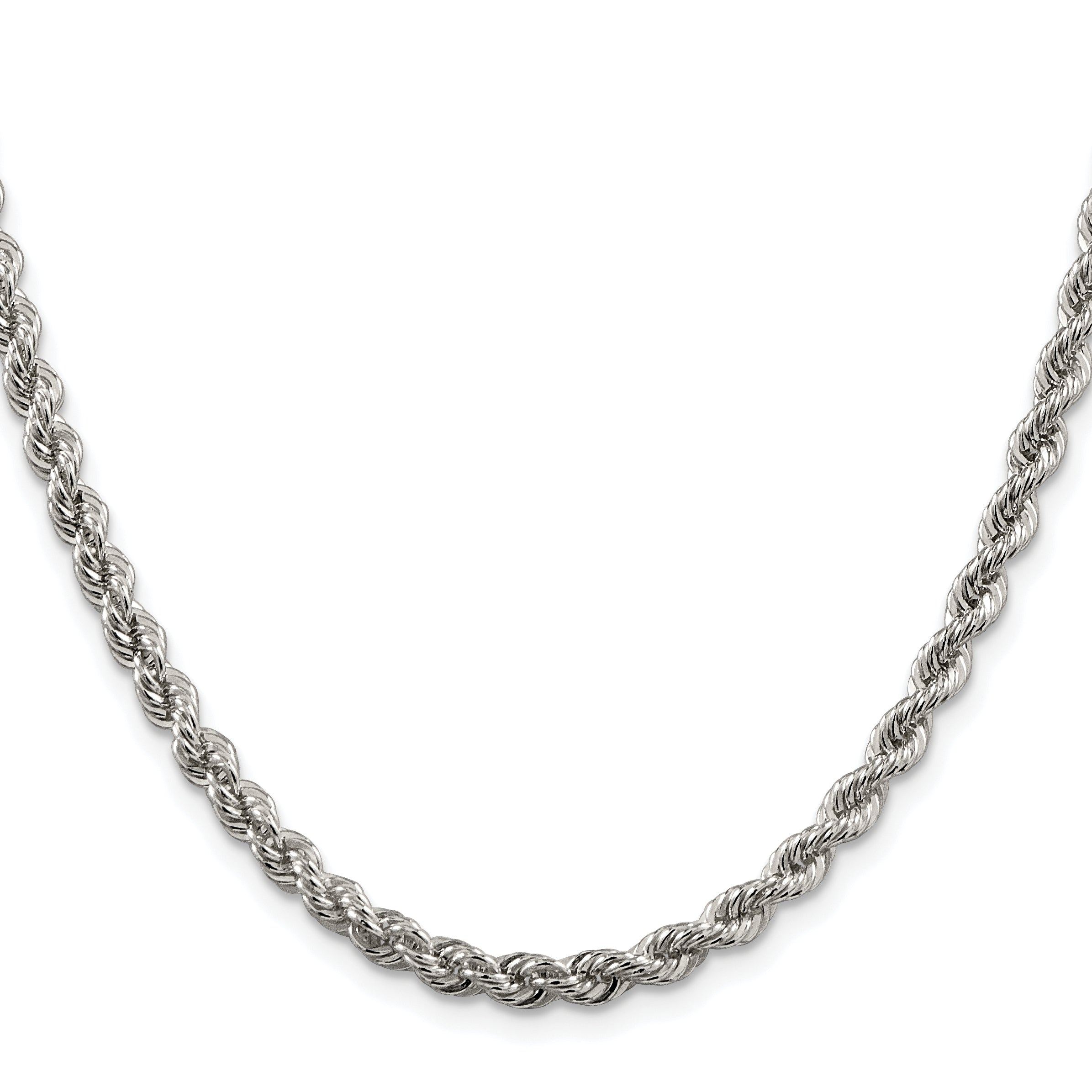 Sterling Silver Rhodium-Plated Rope Chain Necklace 4.3mm