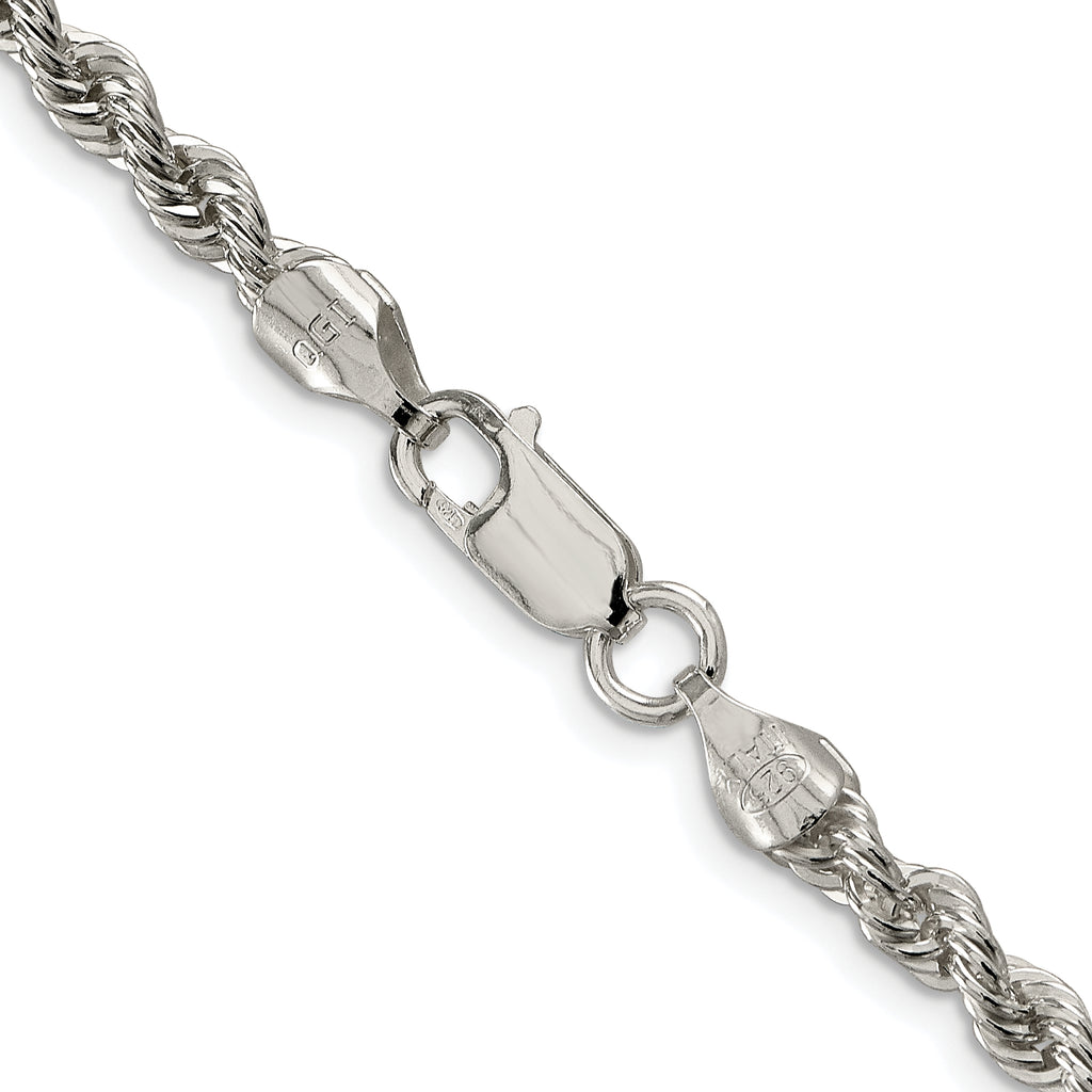 Sterling Silver Rhodium-Plated Rope Chain Necklace 4.3mm