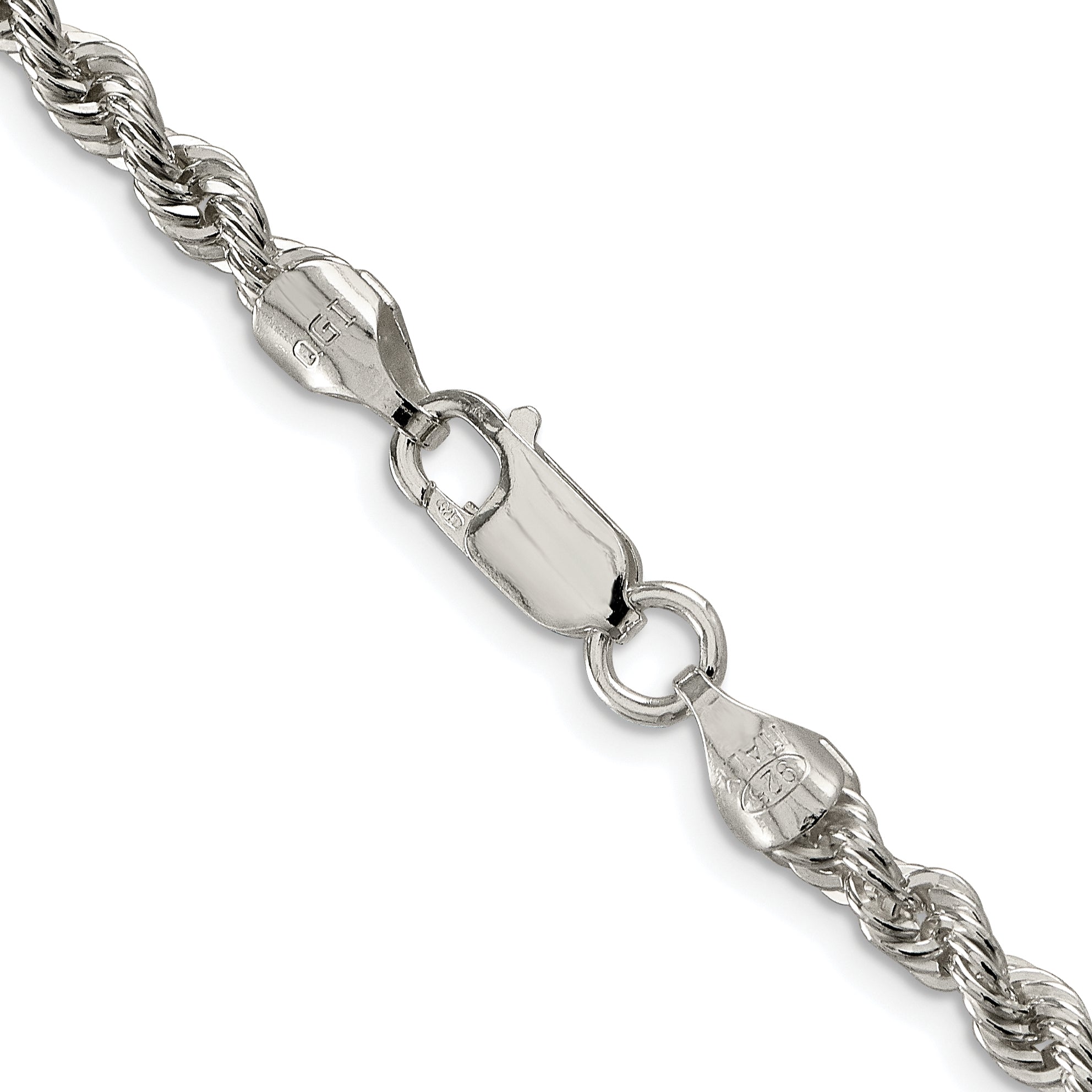 Sterling Silver Rhodium-Plated Rope Chain Necklace 4.3mm