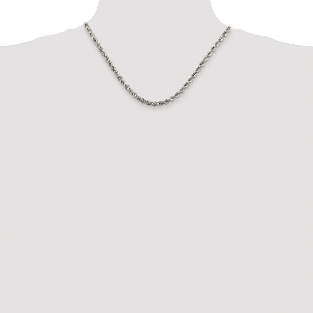Sterling Silver Rhodium-Plated Rope Chain Necklace 4.3mm