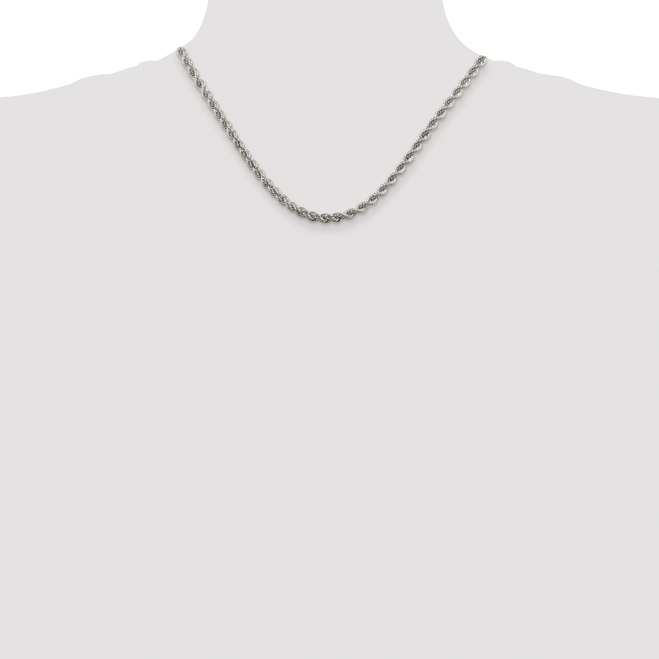 Sterling Silver Rhodium-Plated Rope Chain Necklace 4.3mm