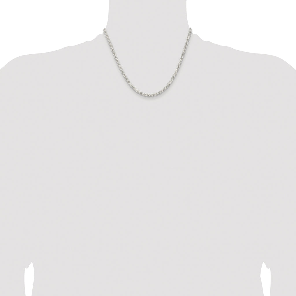 Sterling Silver Rhodium-plated 4.5mm Solid Rope Chain