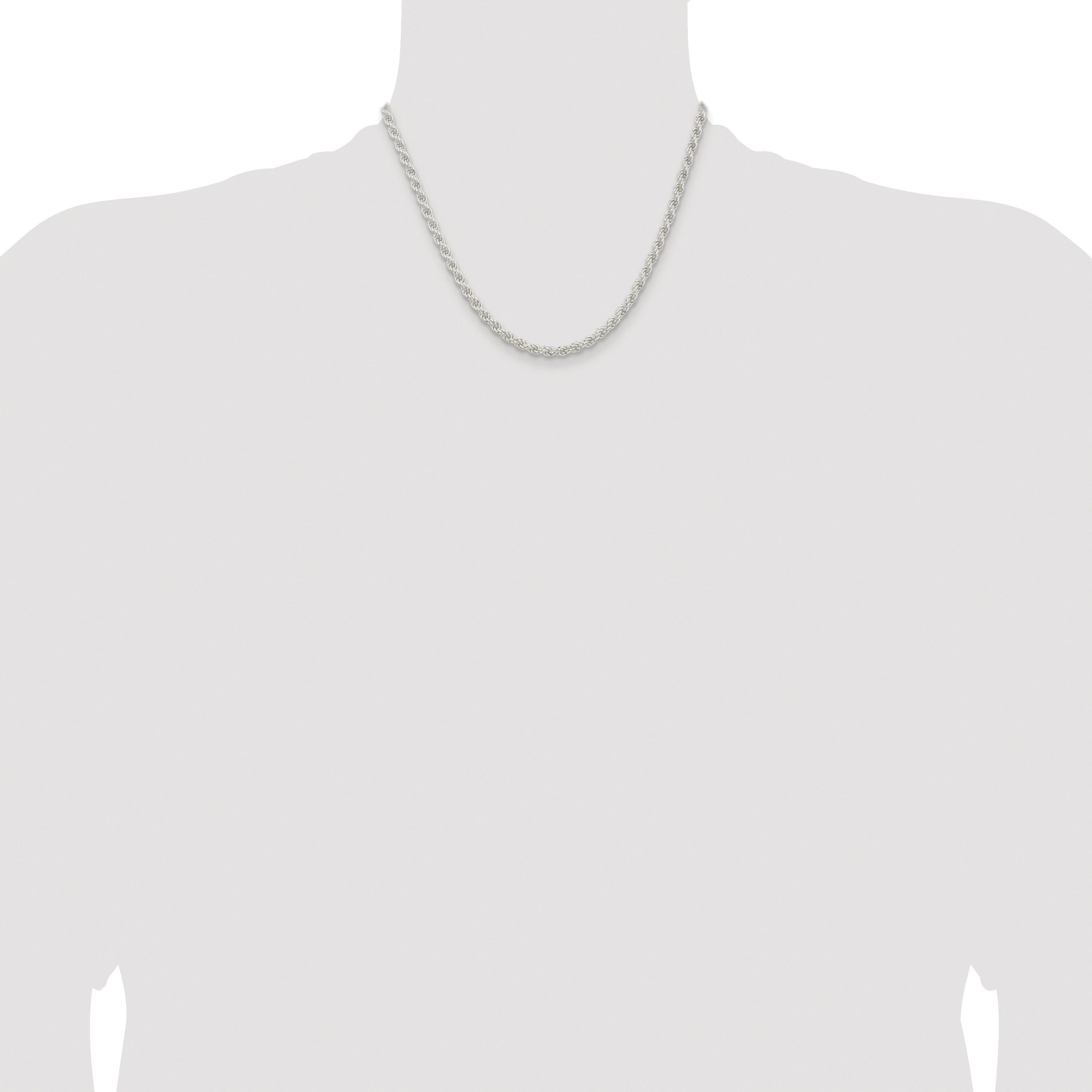 Sterling Silver Rhodium-plated 4.5mm Solid Rope Chain