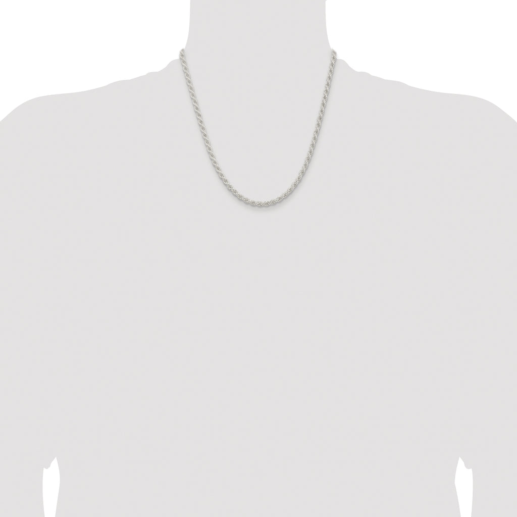 Sterling Silver Rhodium-plated 4.5mm Solid Rope Chain