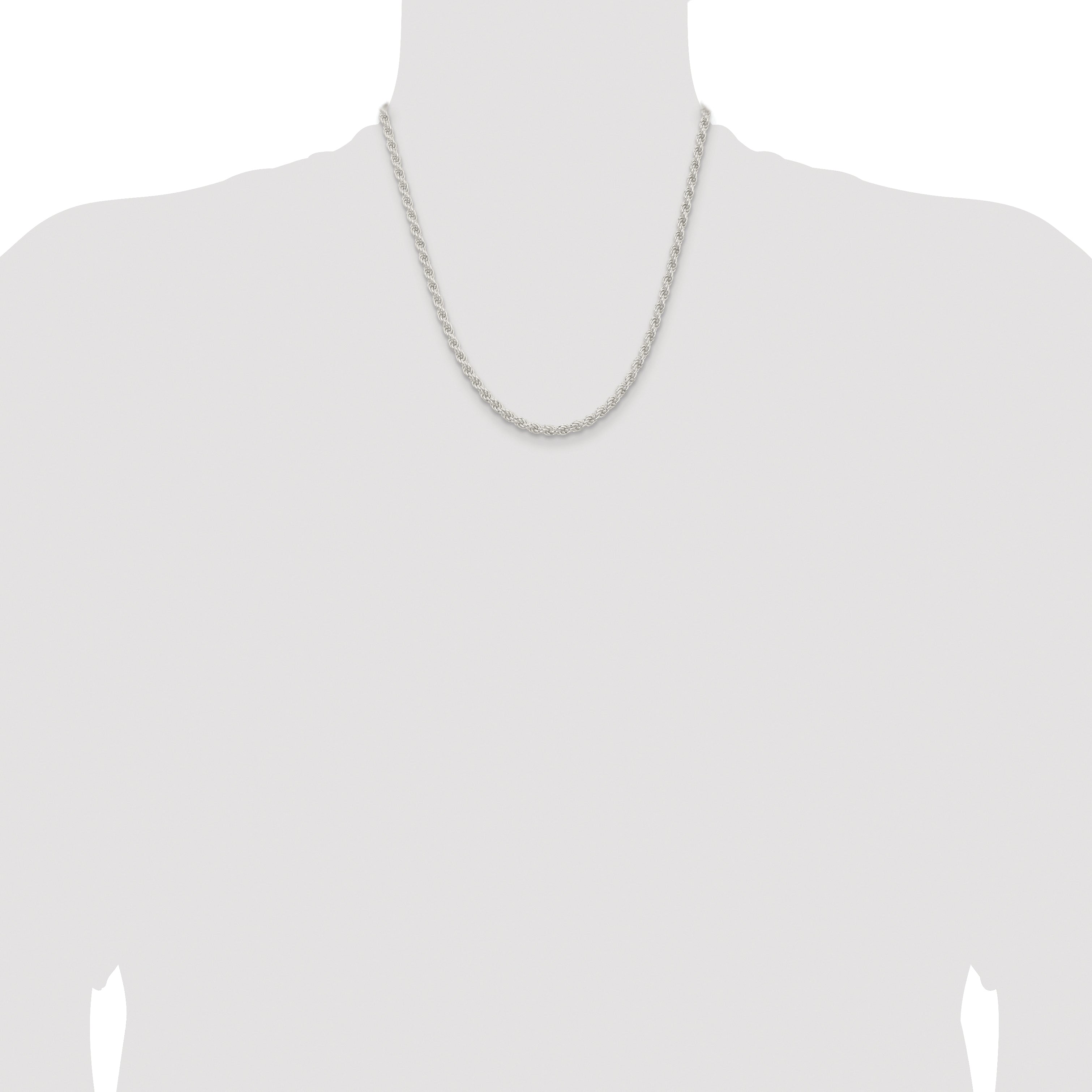 Sterling Silver Rhodium-plated 4.5mm Solid Rope Chain