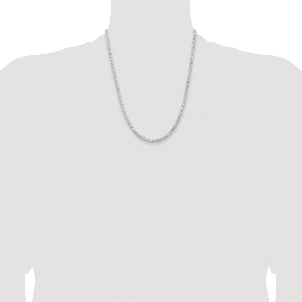 Sterling Silver Rhodium-plated 4.5mm Solid Rope Chain