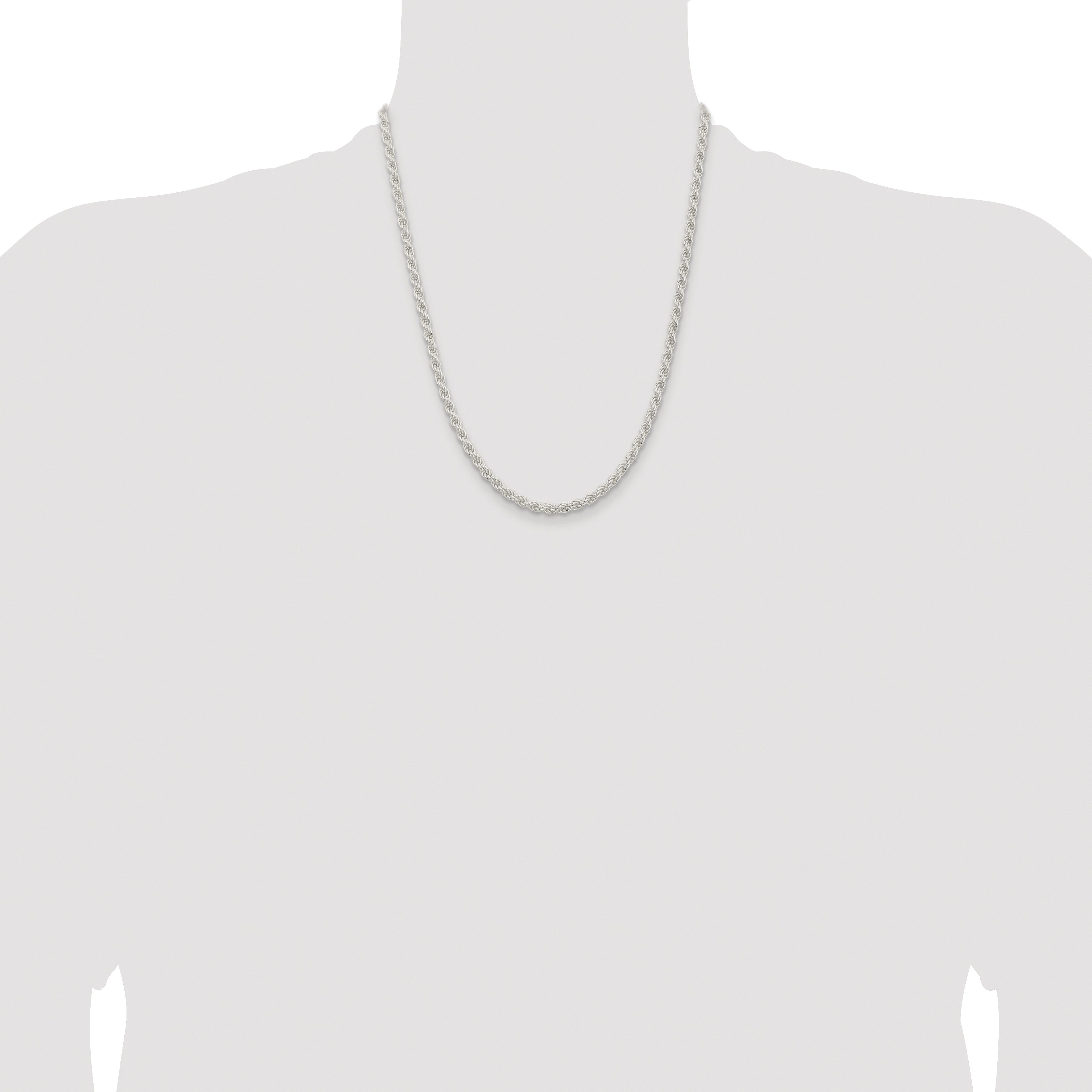 Sterling Silver Rhodium-plated 4.5mm Solid Rope Chain