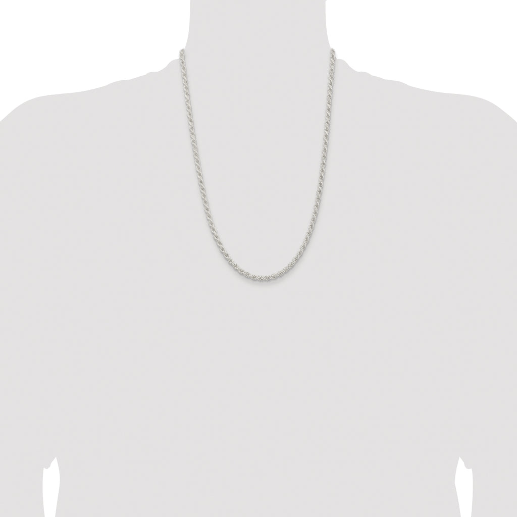 Sterling Silver Rhodium-plated 4.5mm Solid Rope Chain