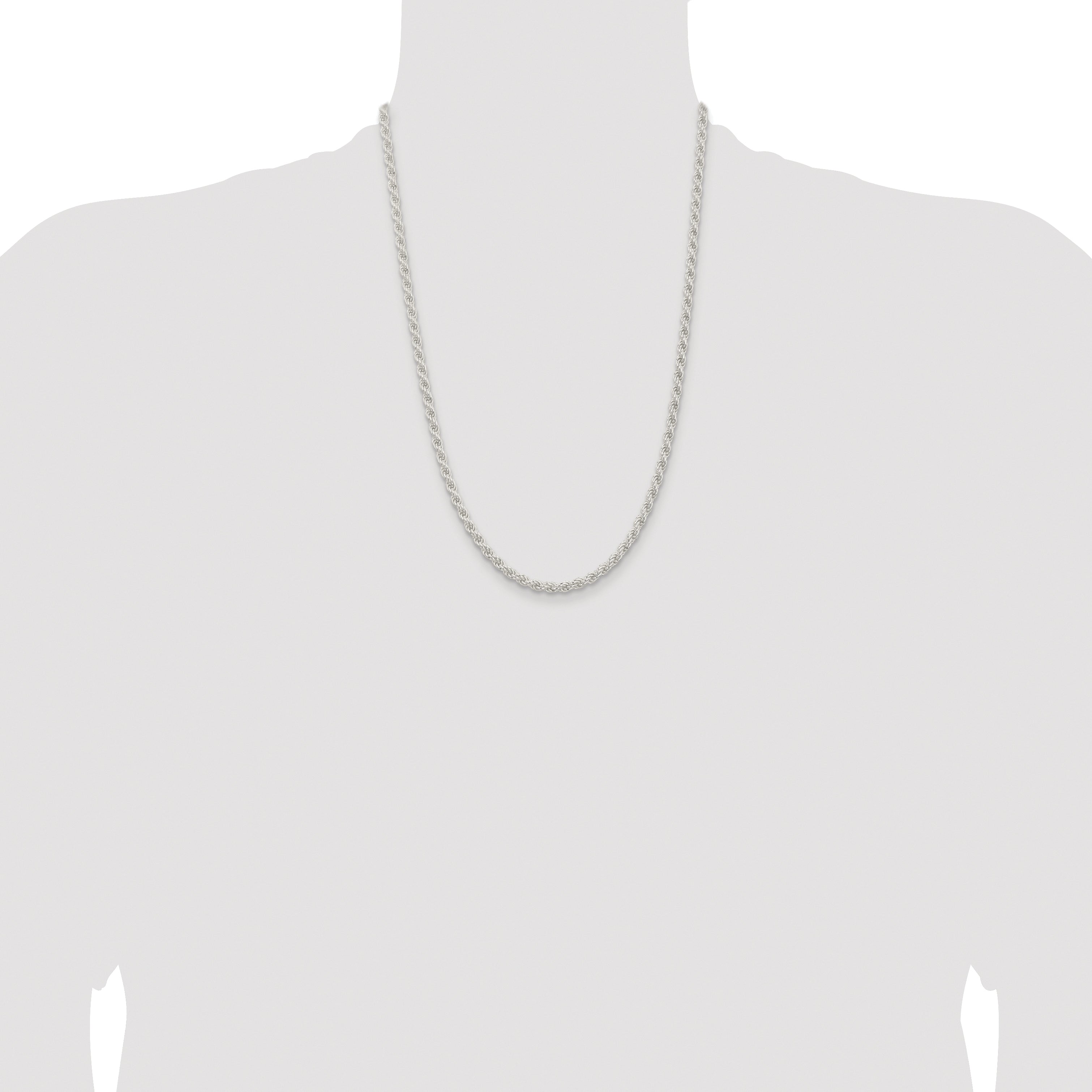 Sterling Silver Rhodium-plated 4.5mm Solid Rope Chain