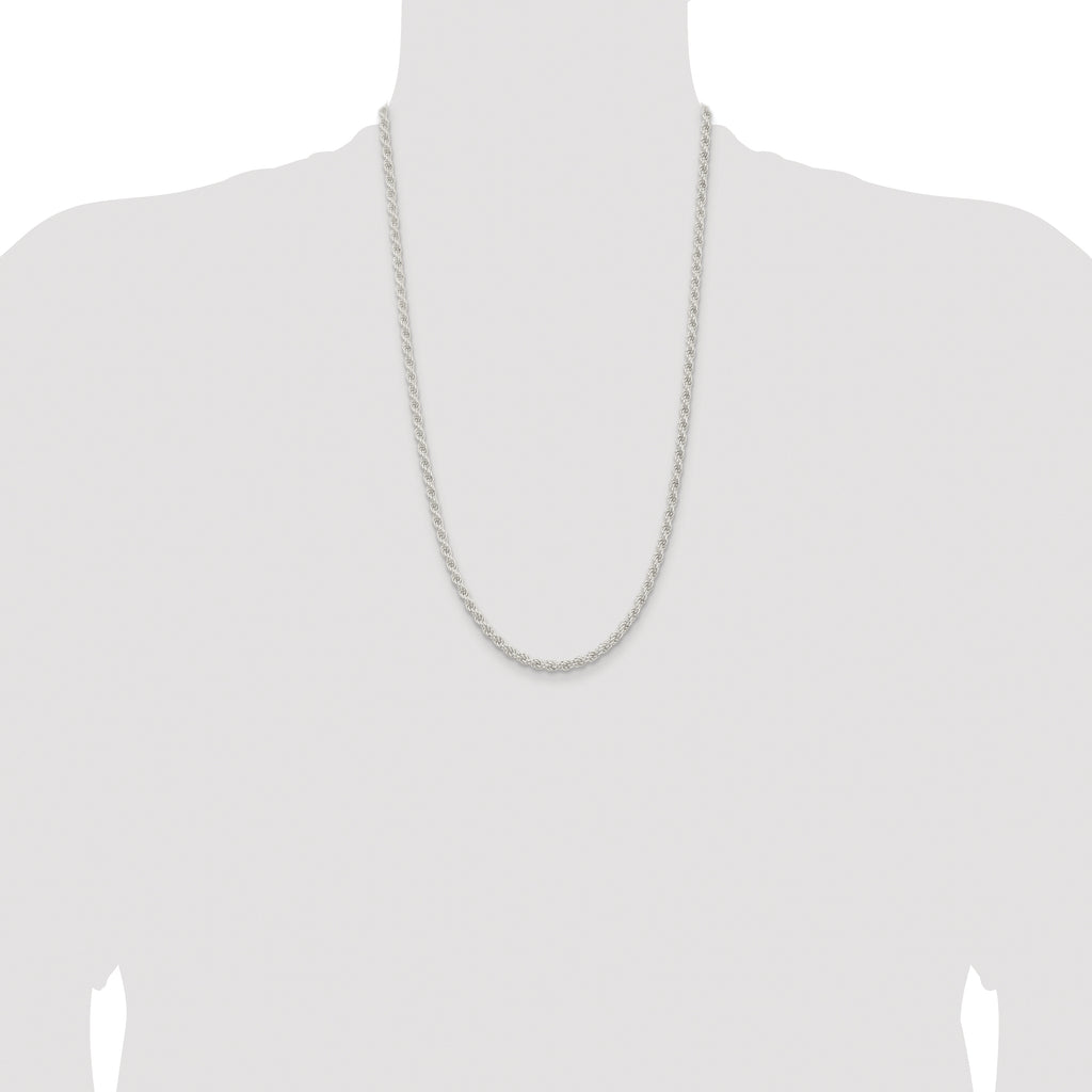 Sterling Silver Rhodium-plated 4.5mm Solid Rope Chain