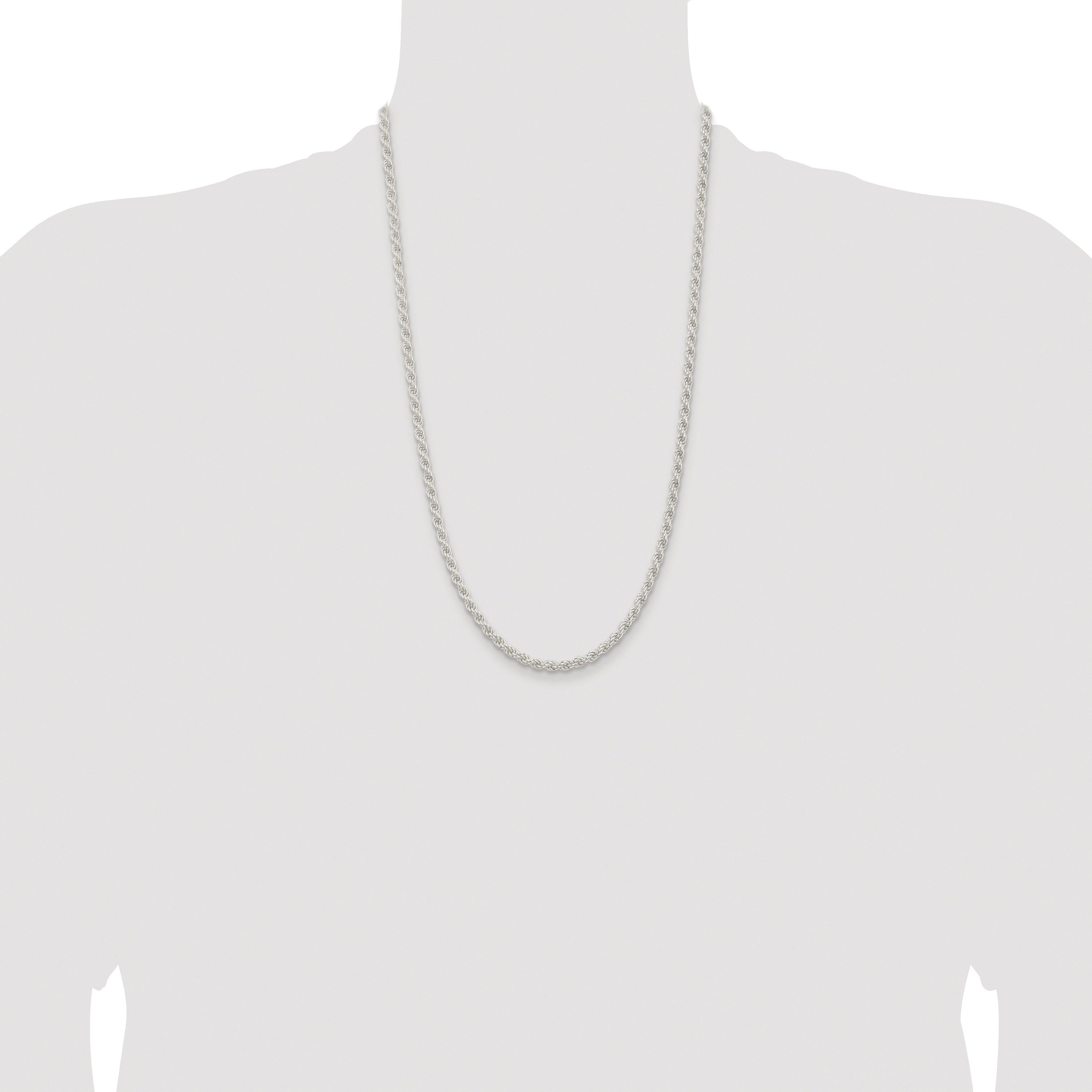Sterling Silver Rhodium-plated 4.5mm Solid Rope Chain