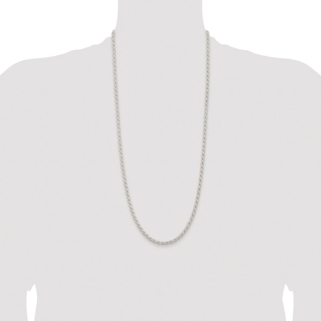 Sterling Silver Rhodium-plated 4.5mm Solid Rope Chain