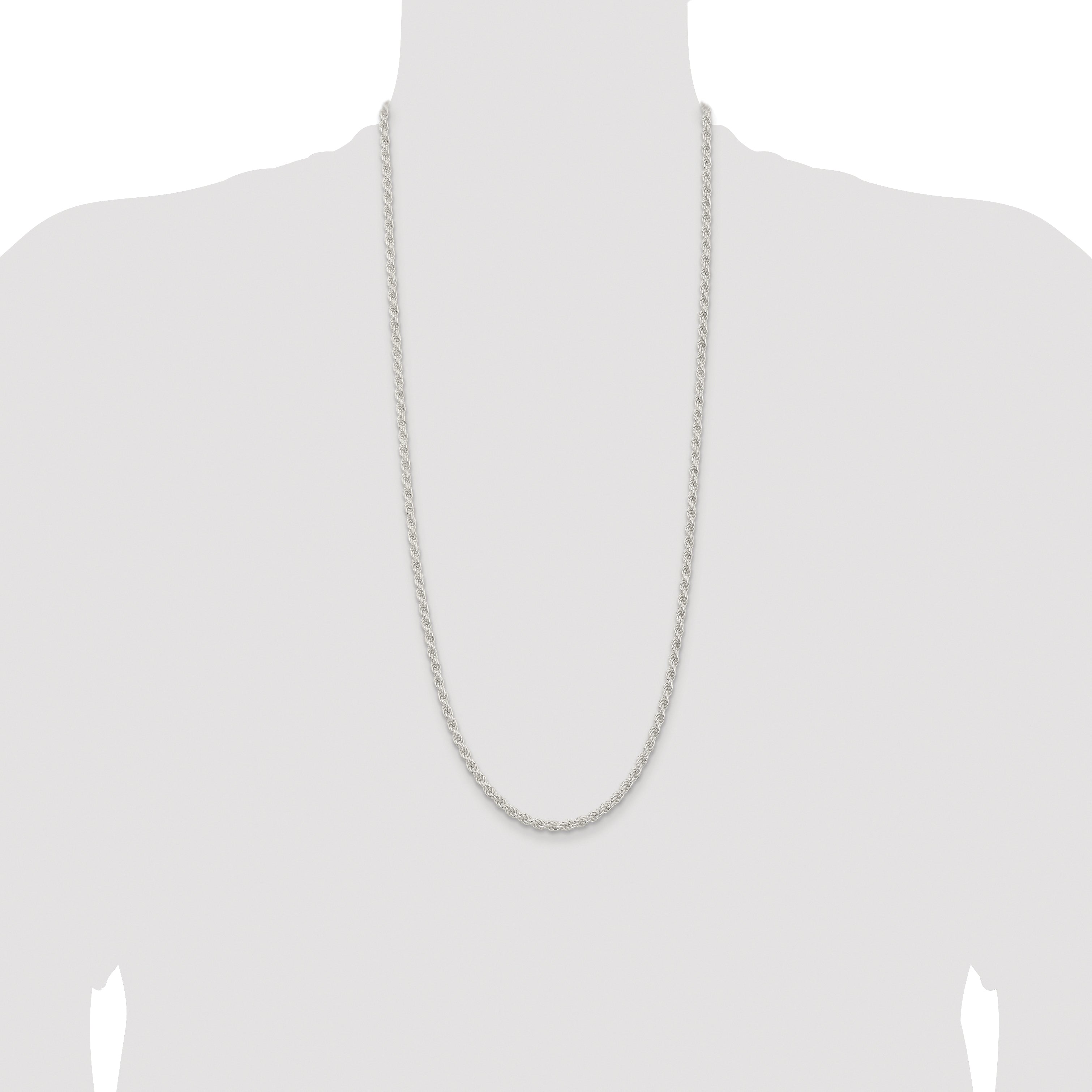 Sterling Silver Rhodium-plated 4.5mm Solid Rope Chain