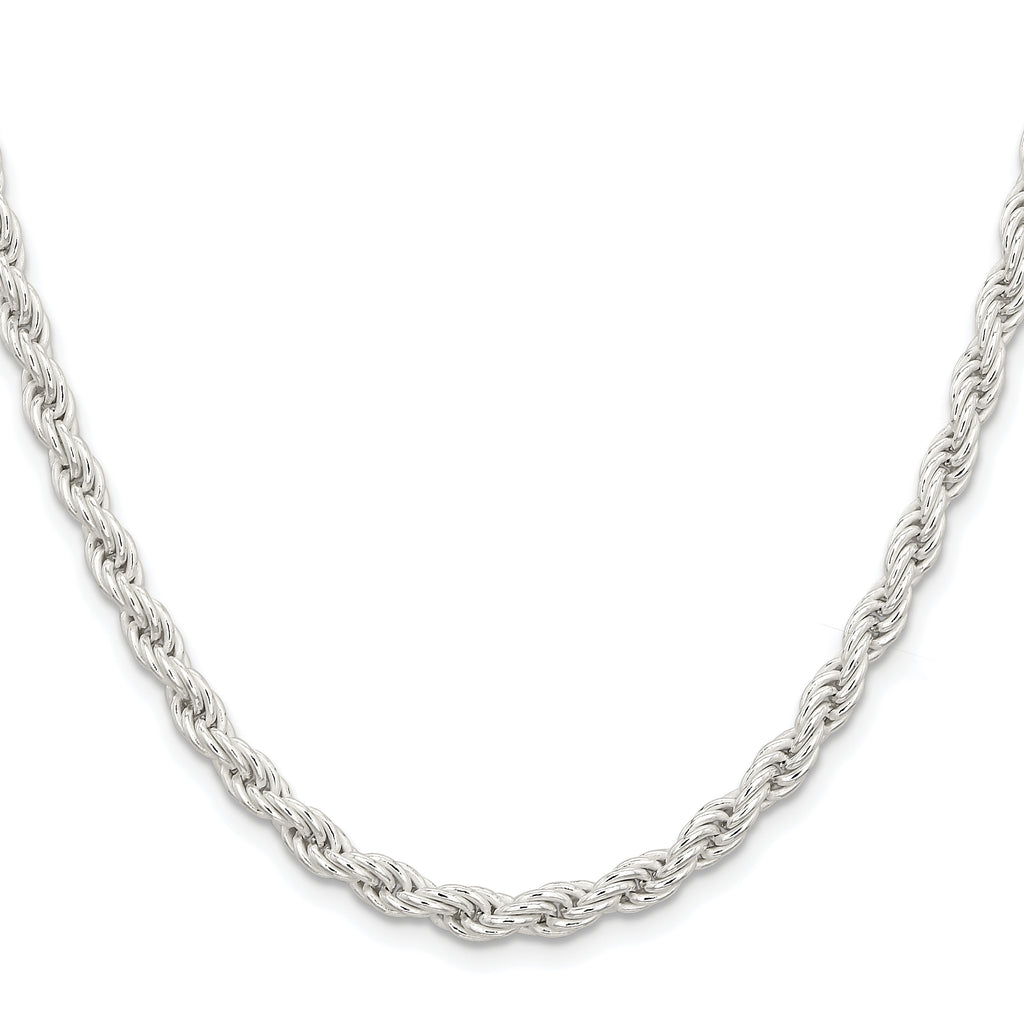 Sterling Silver Rhodium-plated 5mm Solid Rope Chain