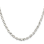 Sterling Silver Rhodium-plated 5mm Solid Rope Chain
