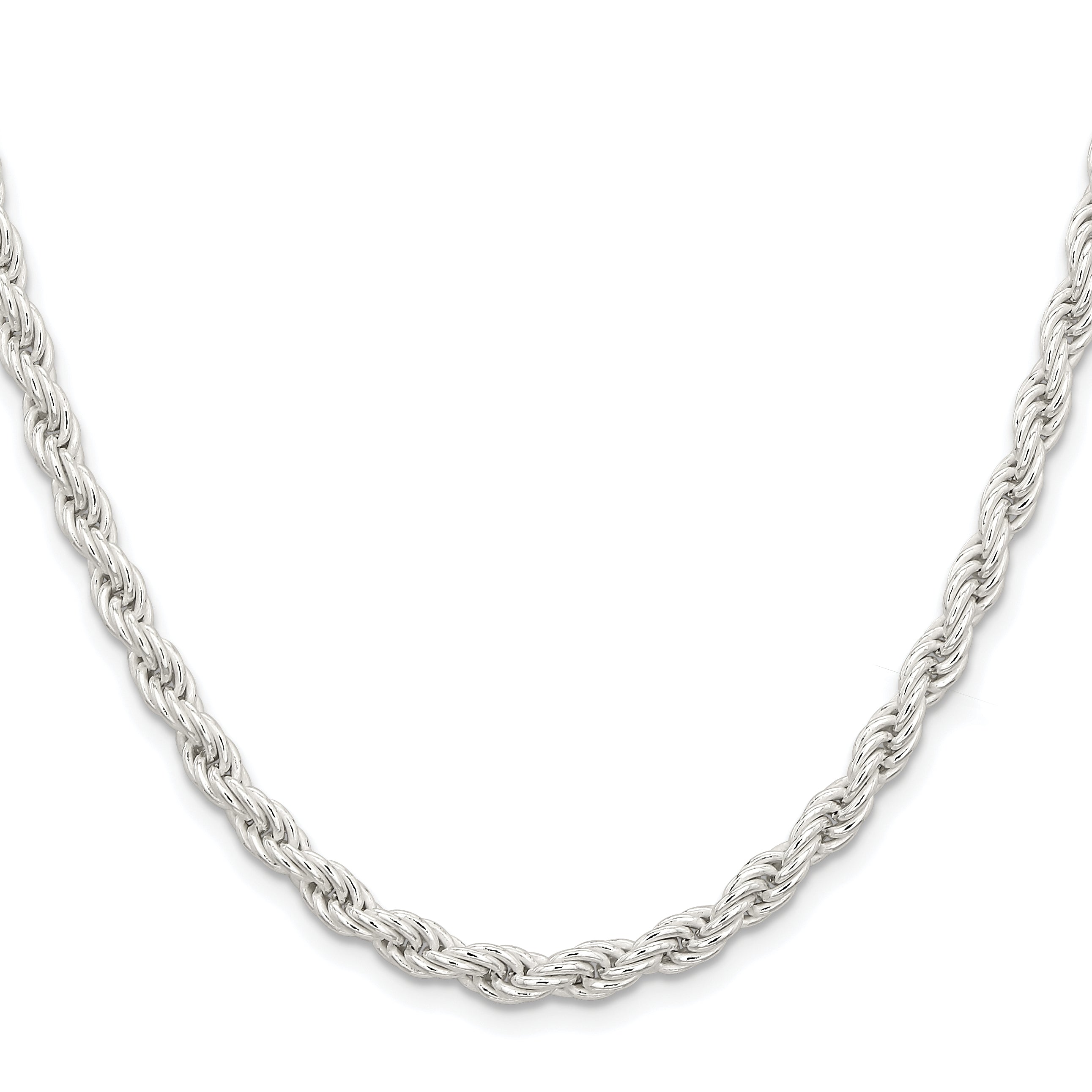 Sterling Silver Rhodium-plated 5mm Solid Rope Chain