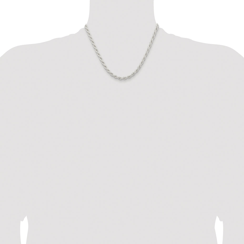 Sterling Silver Rhodium-plated 5mm Solid Rope Chain