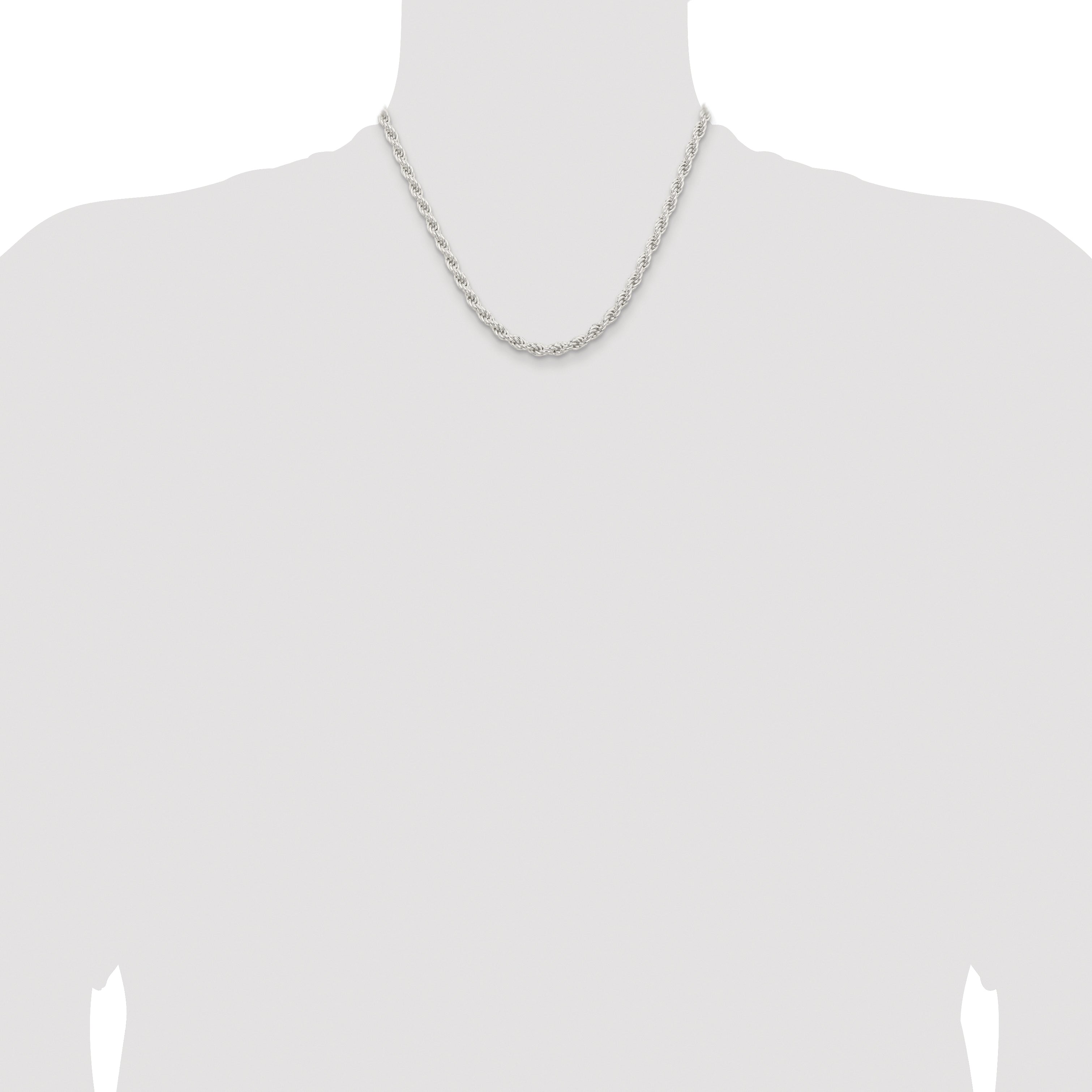 Sterling Silver Rhodium-plated 5mm Solid Rope Chain