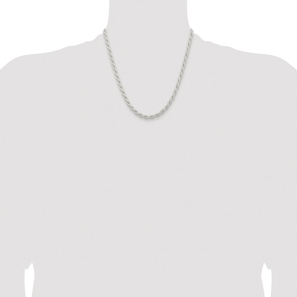 Sterling Silver Rhodium-plated 5mm Solid Rope Chain