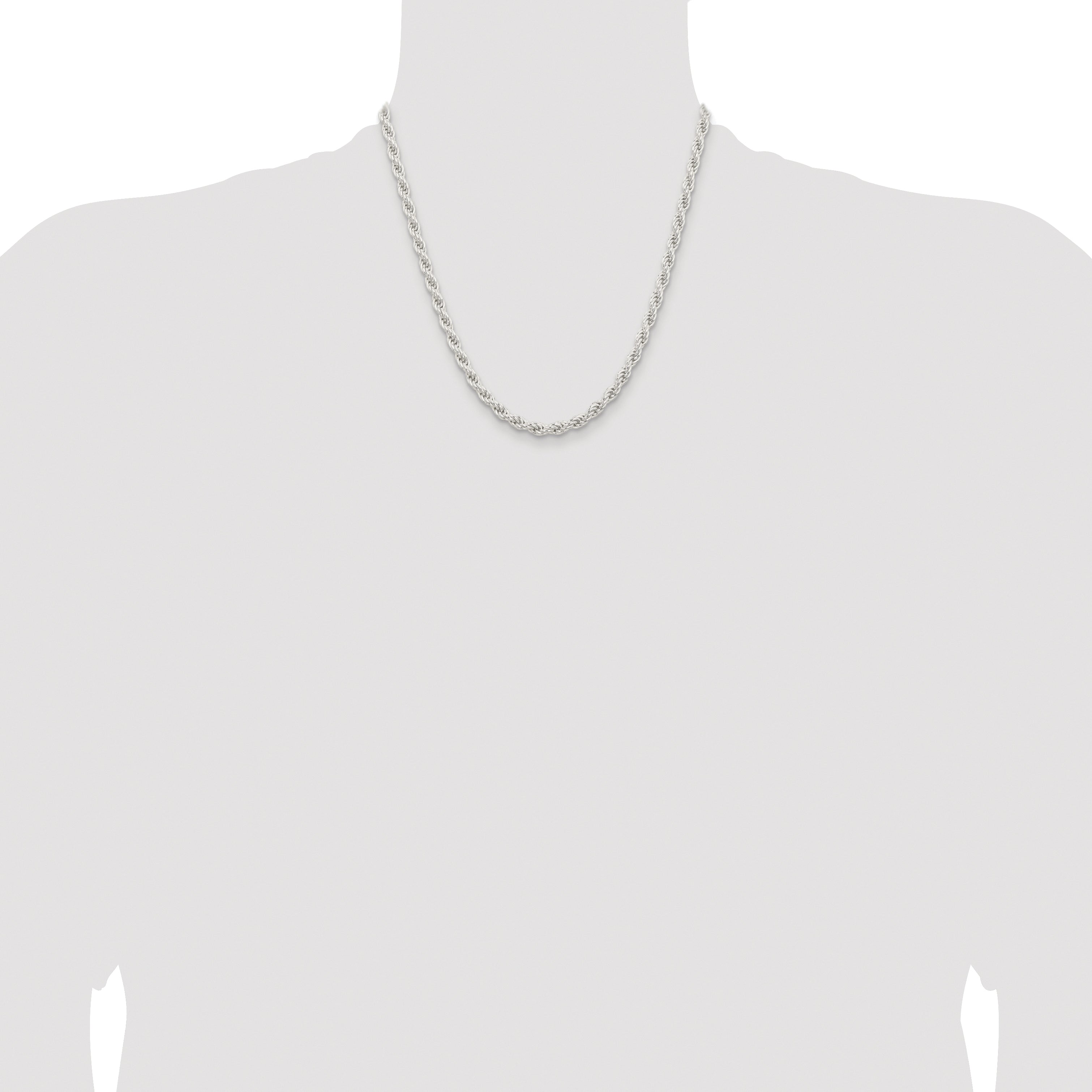 Sterling Silver Rhodium-plated 5mm Solid Rope Chain