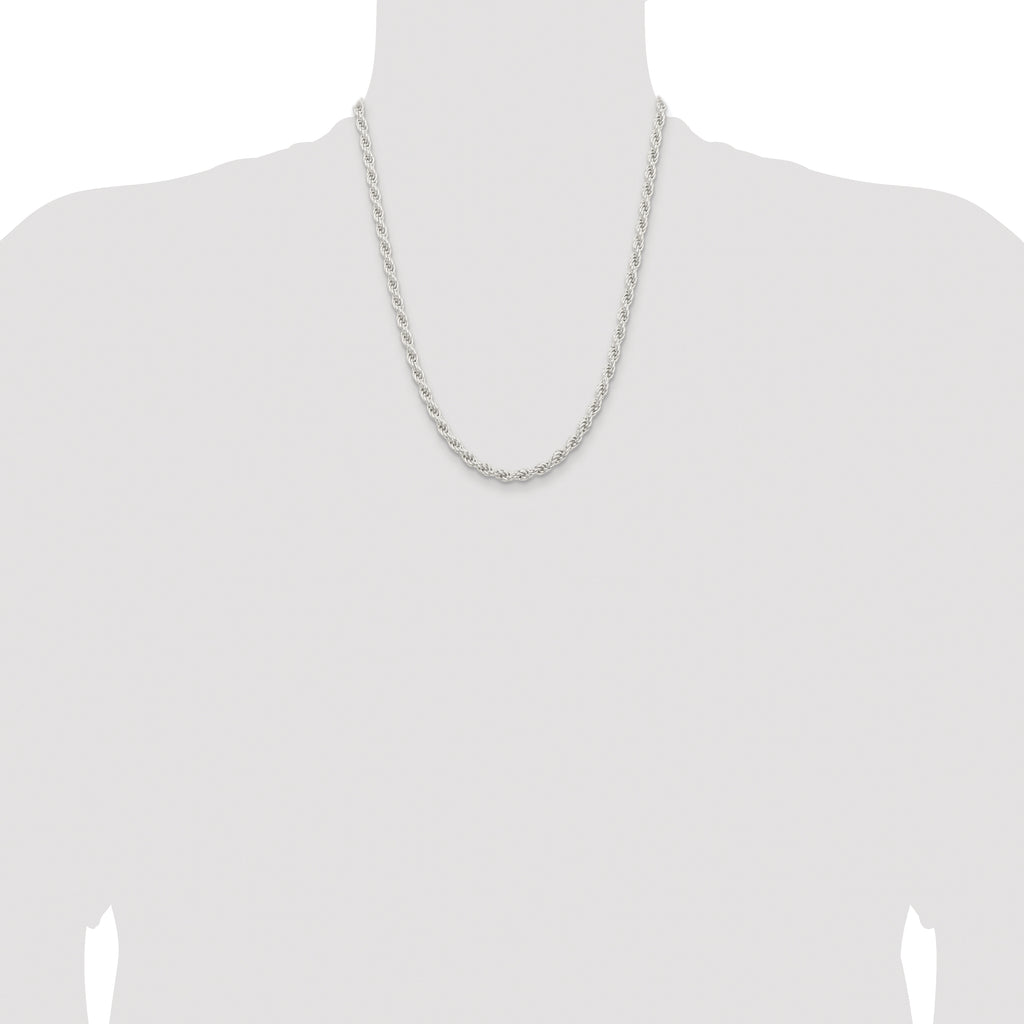 Sterling Silver Rhodium-plated 5mm Solid Rope Chain
