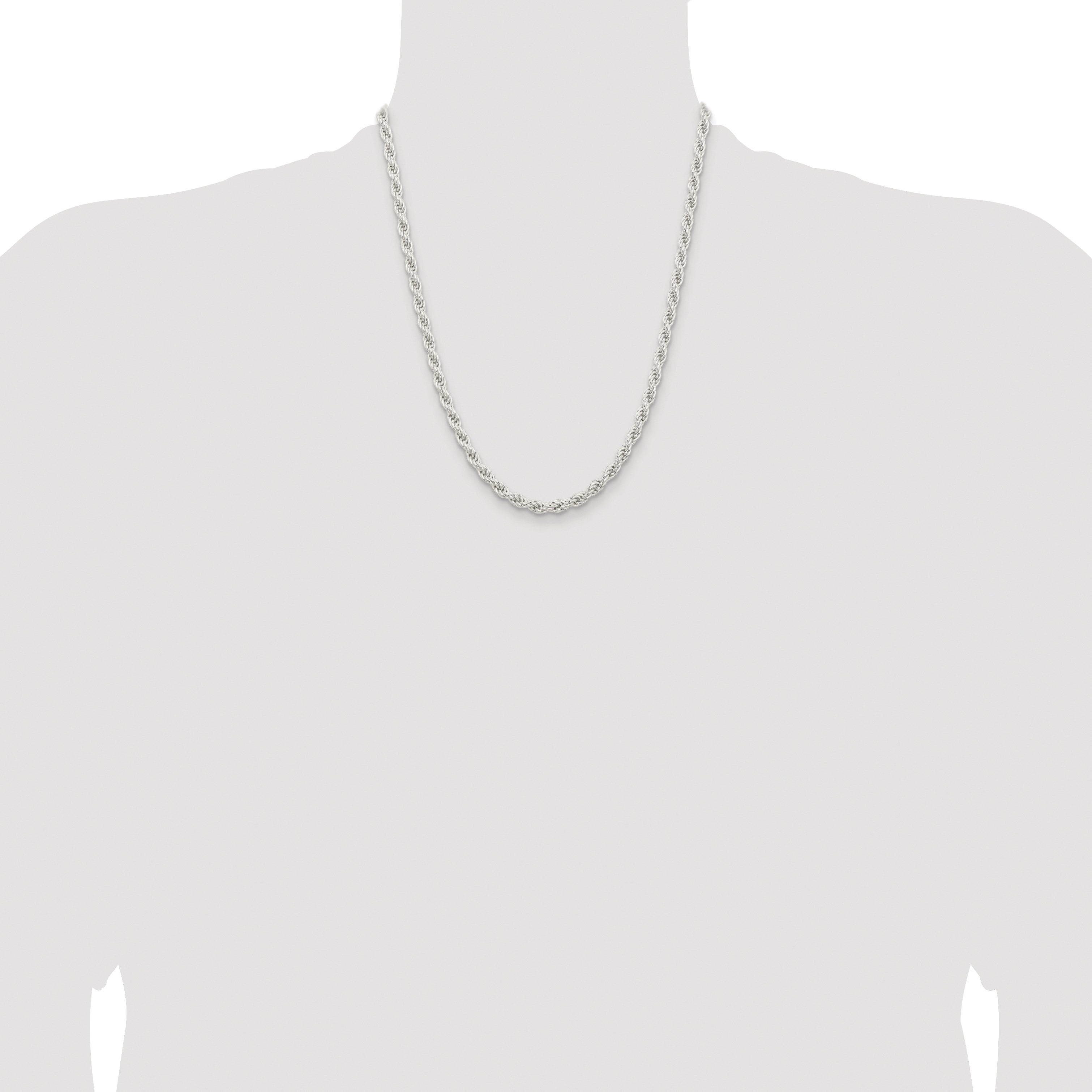 Sterling Silver Rhodium-plated 5mm Solid Rope Chain