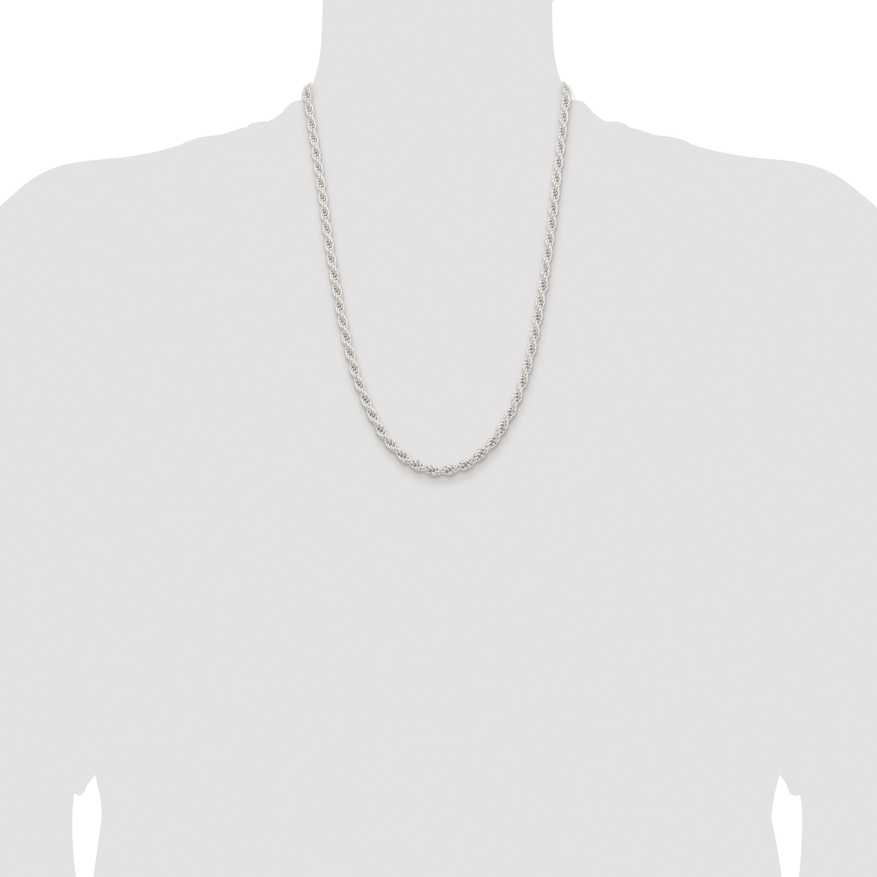 Sterling Silver Rhodium-plated 5mm Solid Rope Chain