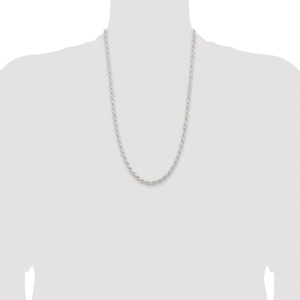 Sterling Silver Rhodium-plated 5mm Solid Rope Chain