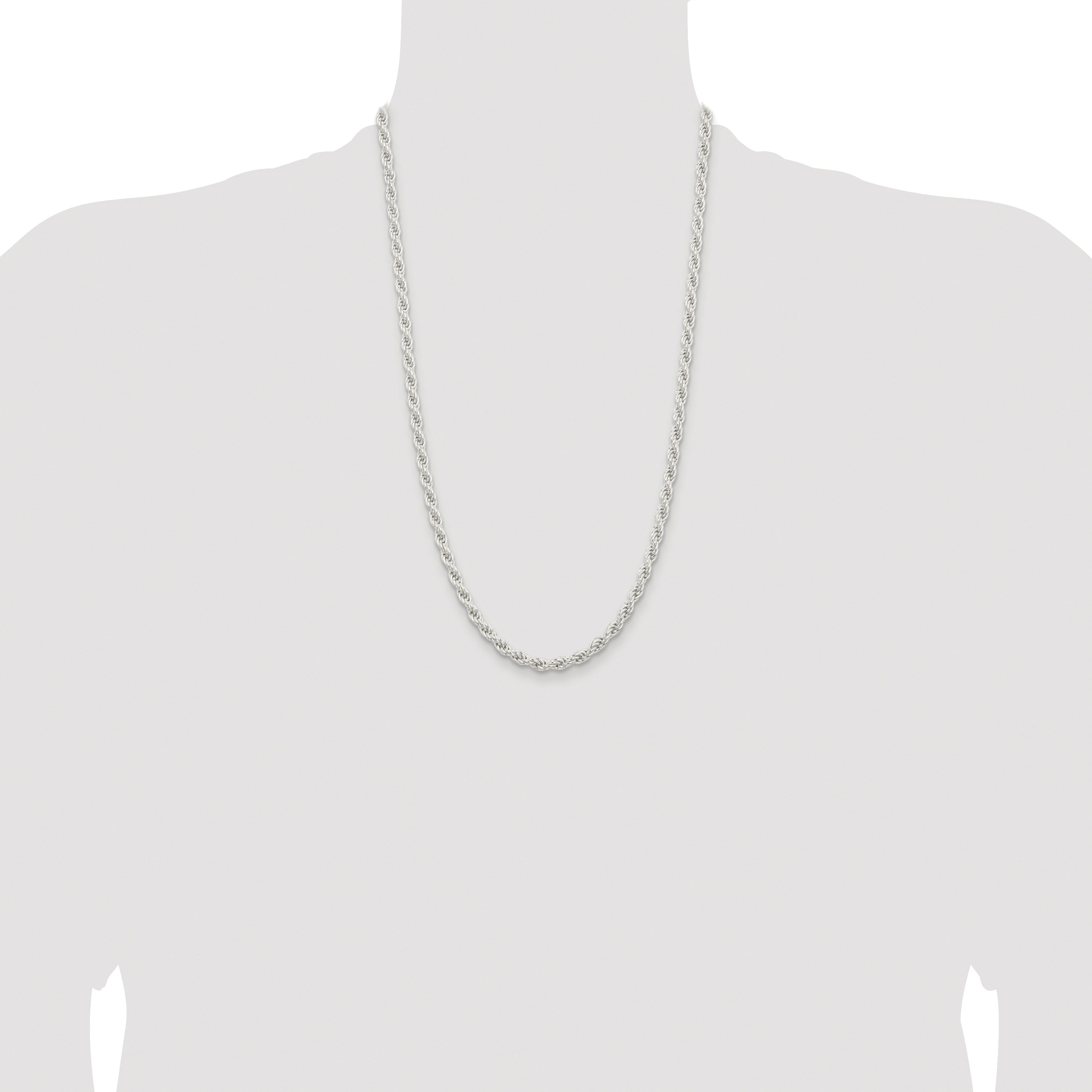Sterling Silver Rhodium-plated 5mm Solid Rope Chain