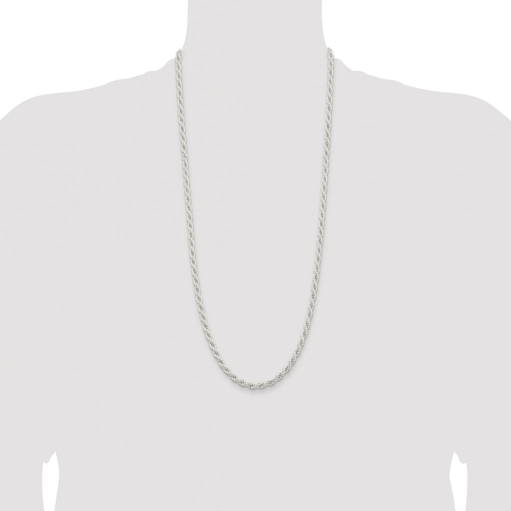 Sterling Silver Rhodium-plated 5mm Solid Rope Chain